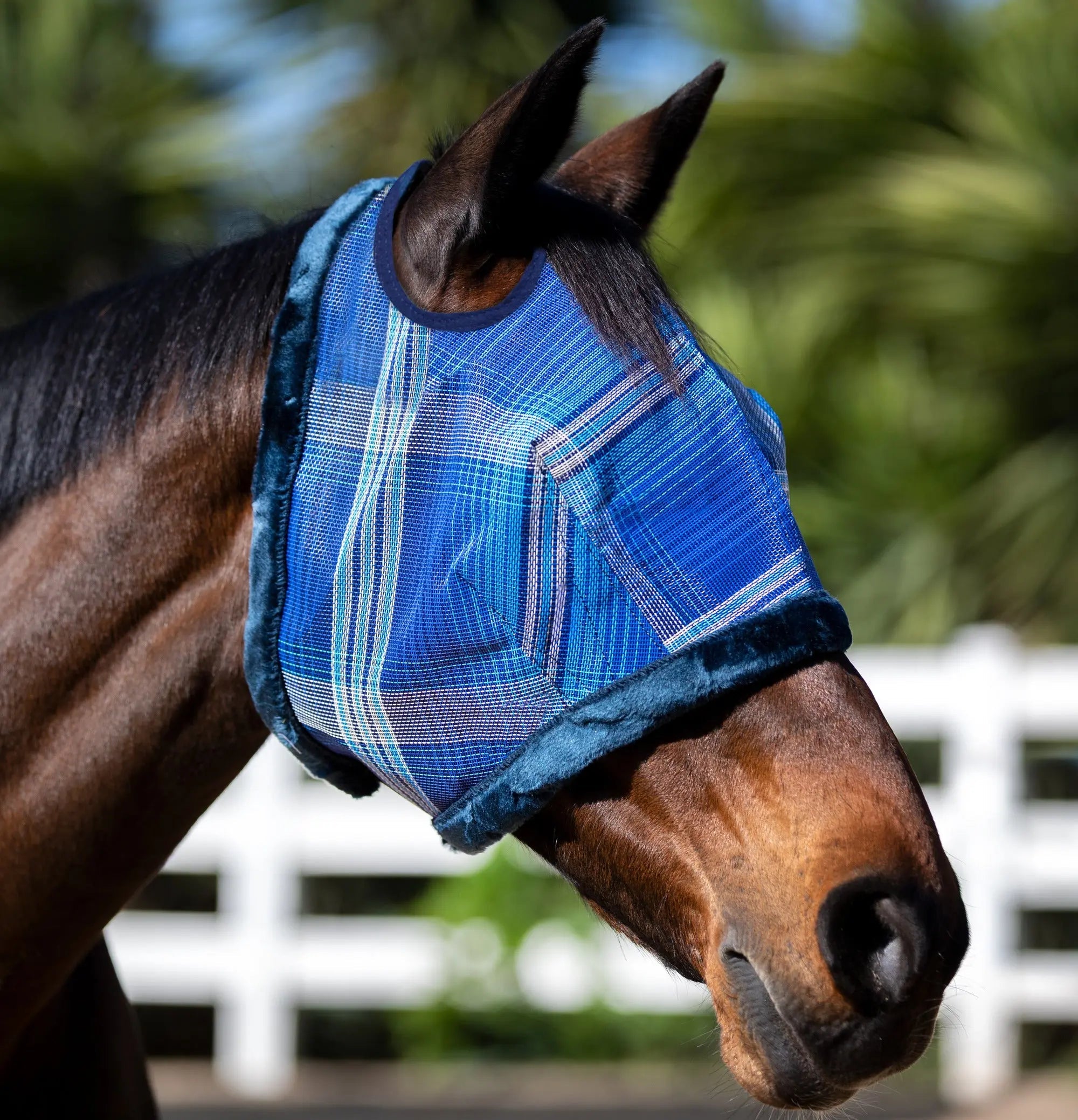 Fly Mask with Fleece Trim - Dual Ear Holes - 73% UV Blocking - Equine Exchange Tack Shop