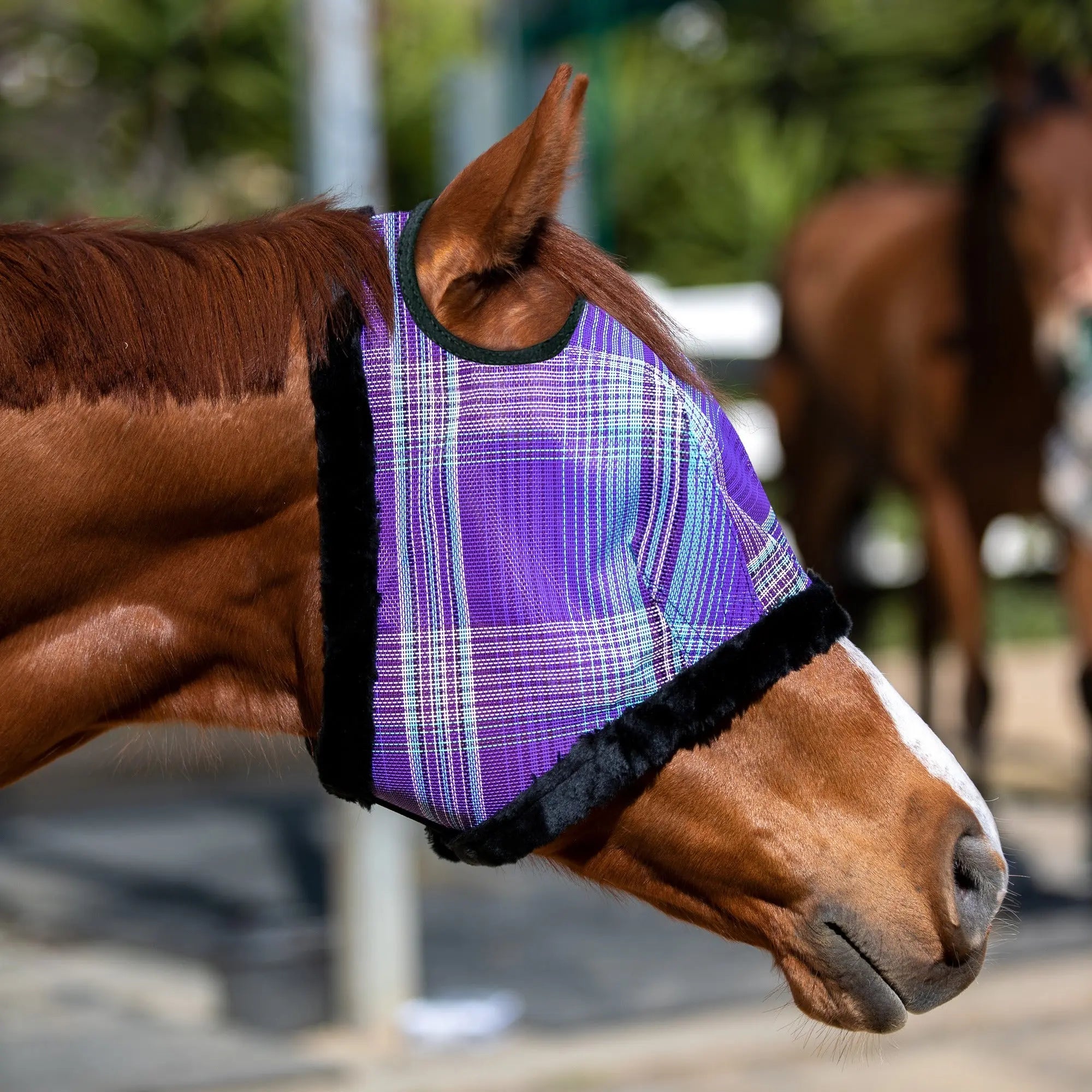 Fly Mask with Fleece Trim - Dual Ear Holes - 73% UV Blocking - Equine Exchange Tack Shop