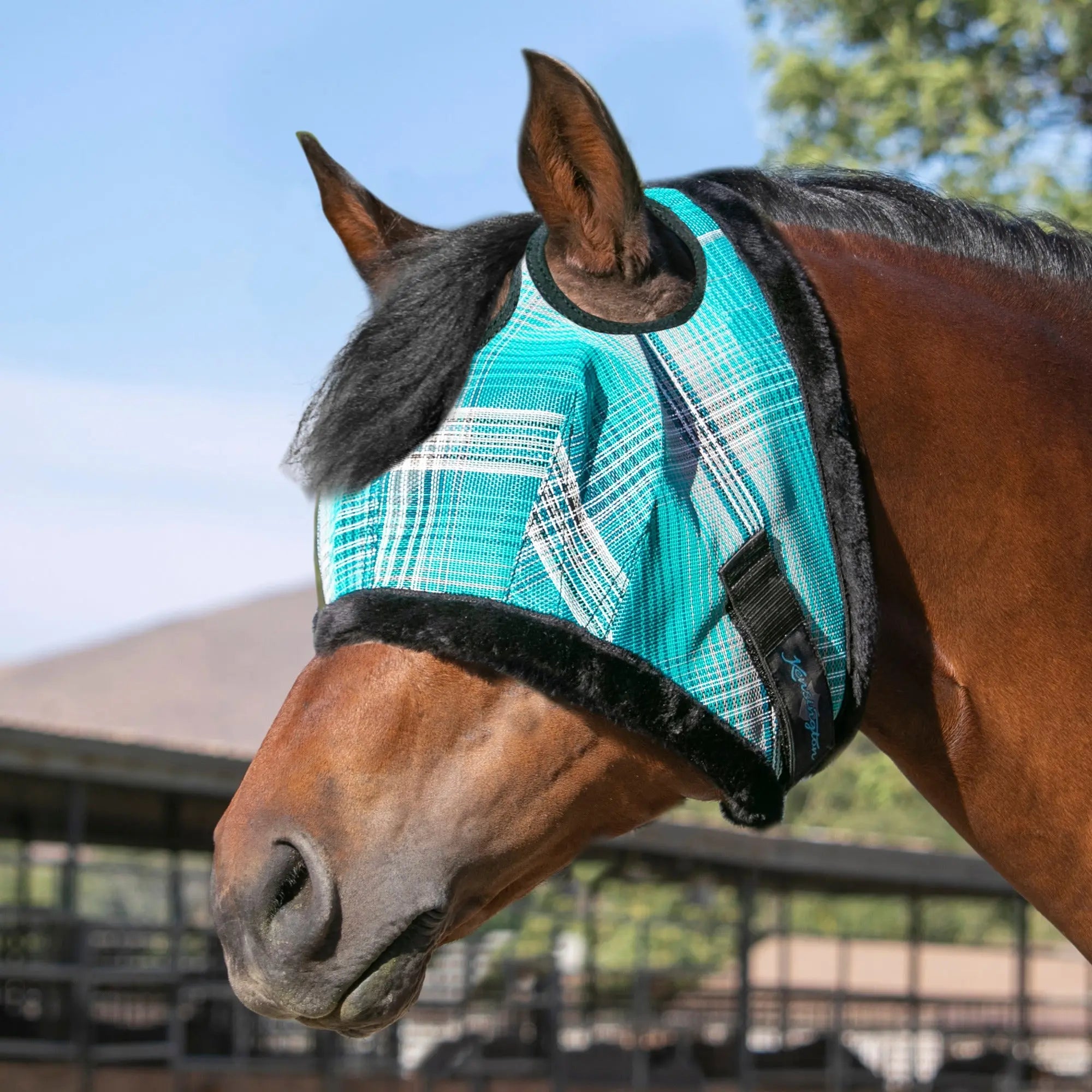 Fly Mask with Fleece Trim - Dual Ear Holes - 73% UV Blocking - Equine Exchange Tack Shop