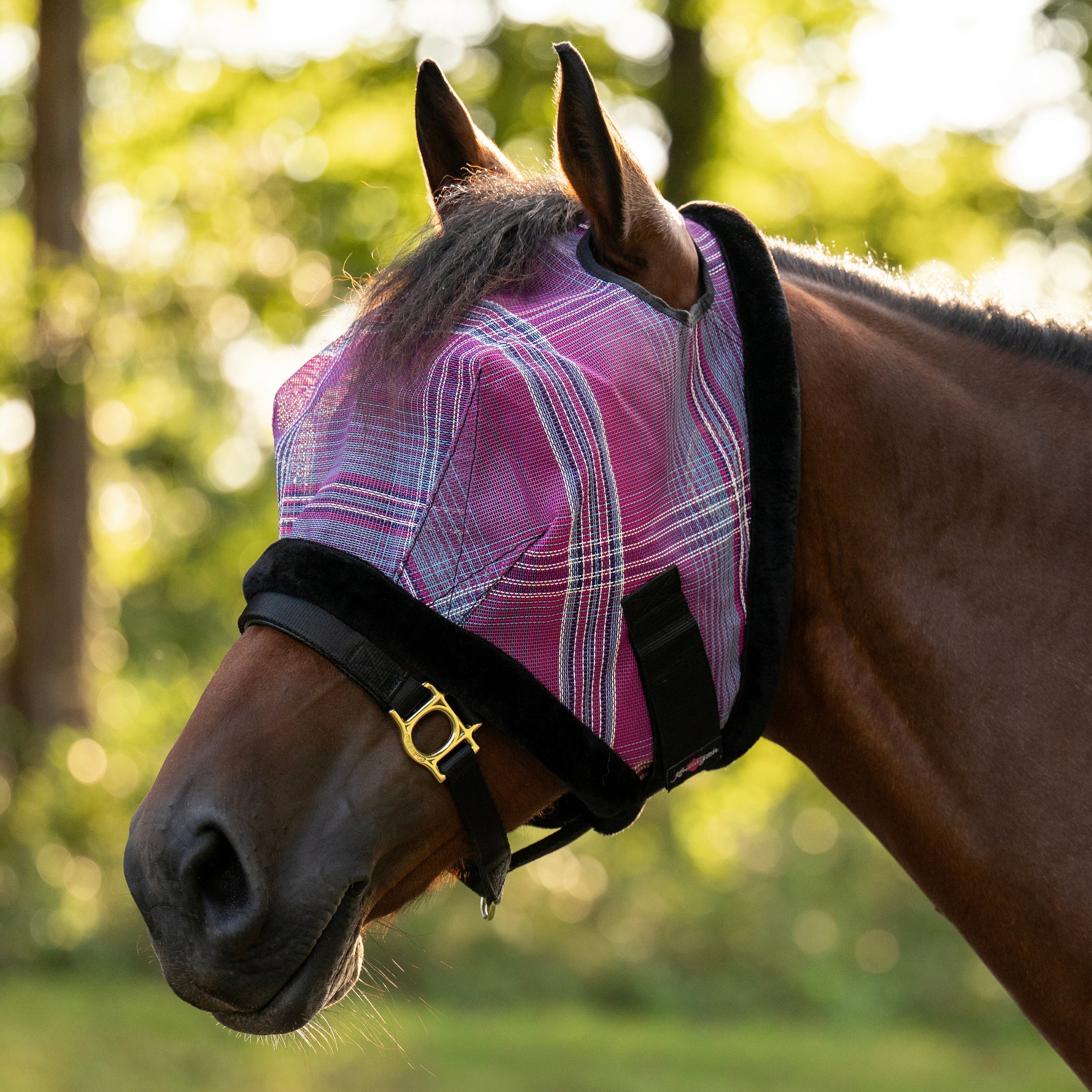 Fly Mask with Fleece Trim - Dual Ear Holes - 73% UV Blocking