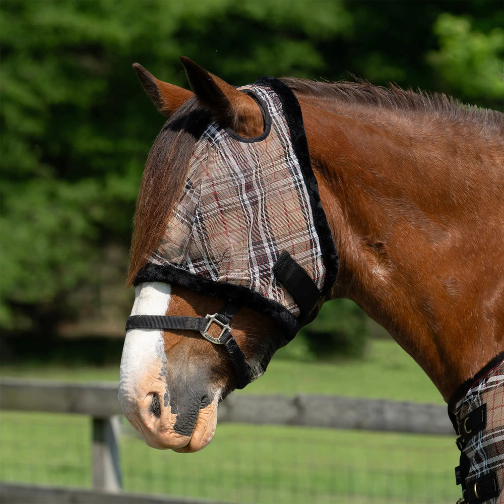 Draft Fly Mask with Fleece Trim - Dual Ear Holes - 73% UV Blocking - Equine Exchange Tack Shop