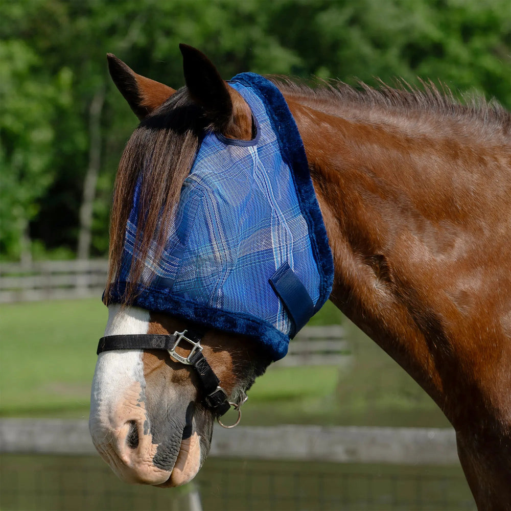 Draft Fly Mask with Fleece Trim - Dual Ear Holes - 73% UV Blocking - Equine Exchange Tack Shop