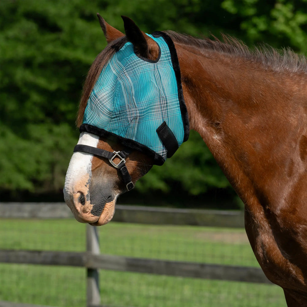 Draft Fly Mask with Fleece Trim - Dual Ear Holes - 73% UV Blocking - Equine Exchange Tack Shop