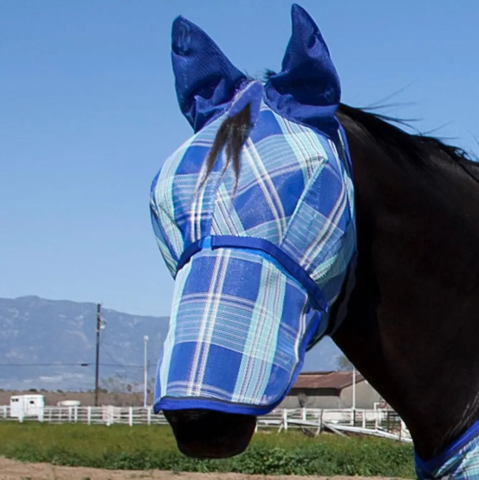 Fly Mask with Removable Nose and Soft Mesh Ears - 73% UV Blocking - Equine Exchange Tack Shop