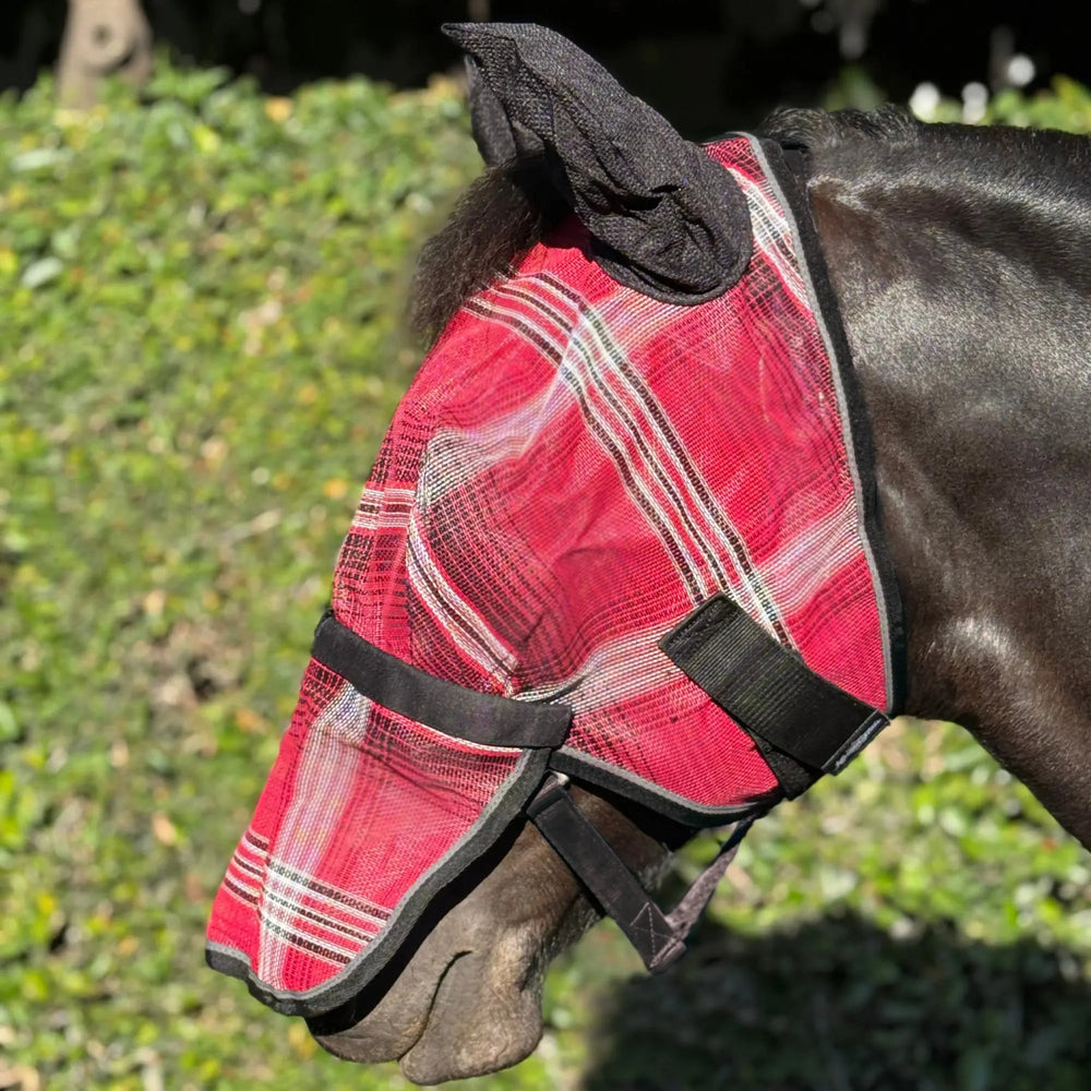 Fly Mask with Removable Nose and Soft Mesh Ears - 73% UV Blocking - Equine Exchange Tack Shop