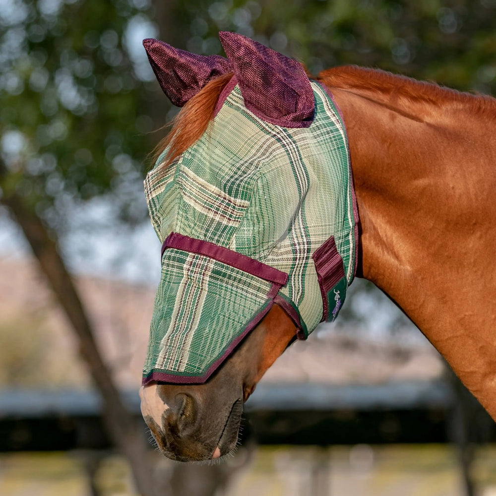 Fly Mask with Removable Nose and Soft Mesh Ears - 73% UV Blocking - Equine Exchange Tack Shop