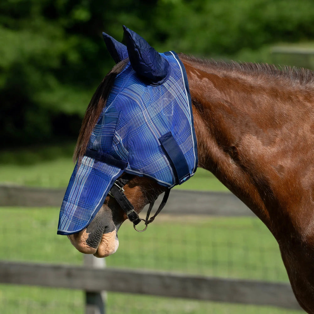 Draft Fly Mask with Removable Nose, Soft Mesh Ears & Forelock Opening - 73% UV Blocking - Equine Exchange Tack Shop