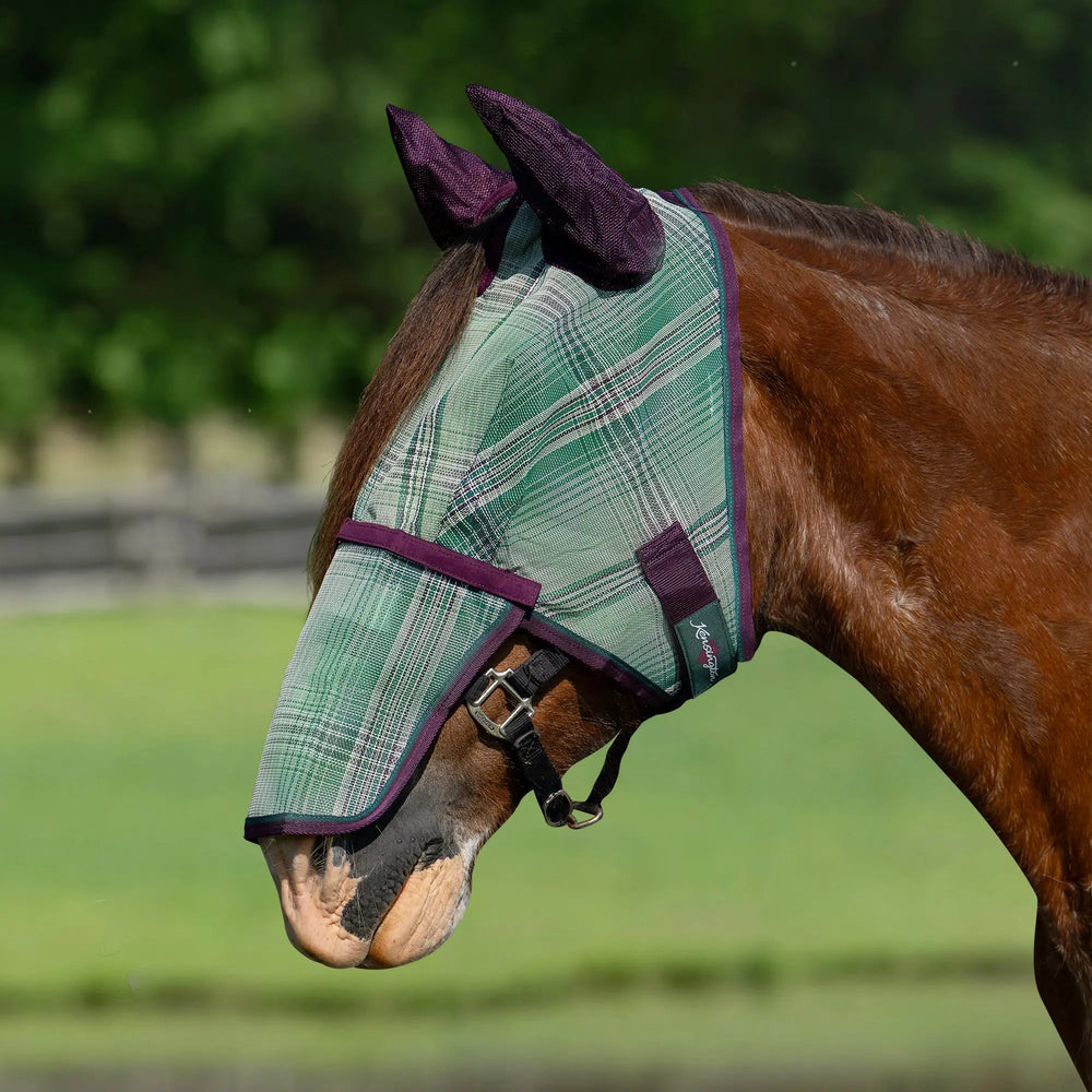 Draft Fly Mask with Removable Nose, Soft Mesh Ears & Forelock Opening - 73% UV Blocking - Equine Exchange Tack Shop