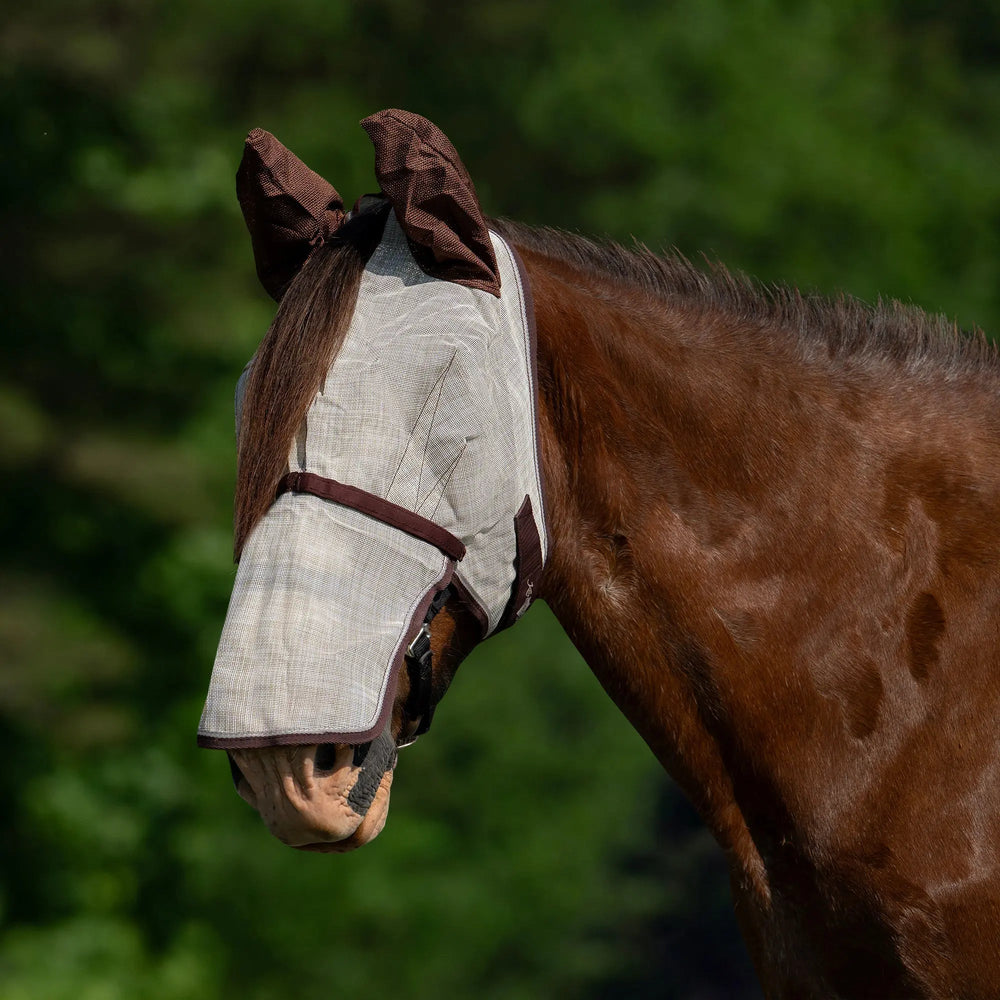 Draft Fly Mask with Removable Nose, Soft Mesh Ears & Forelock Opening - 73% UV Blocking - Equine Exchange Tack Shop