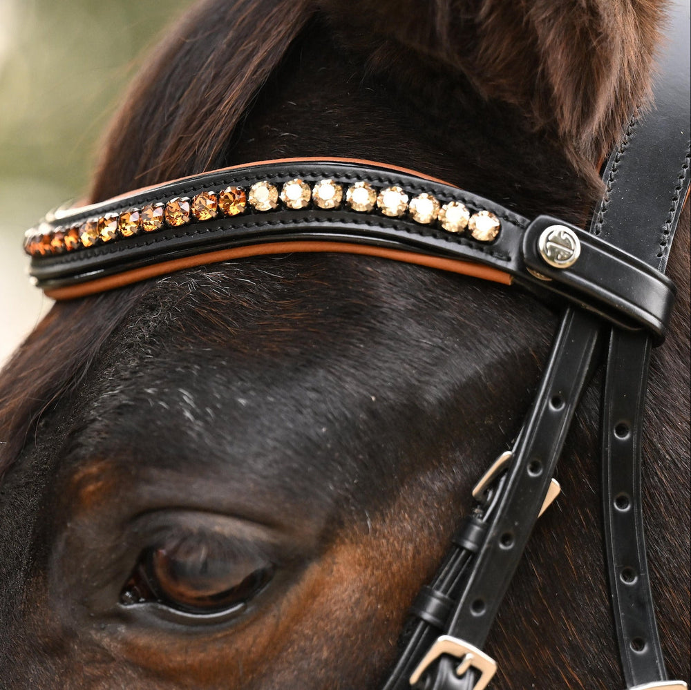 The Tuscany Black Leather Rolled Leather Snaffle Bridle with Removable Flash - Equine Exchange Tack Shop