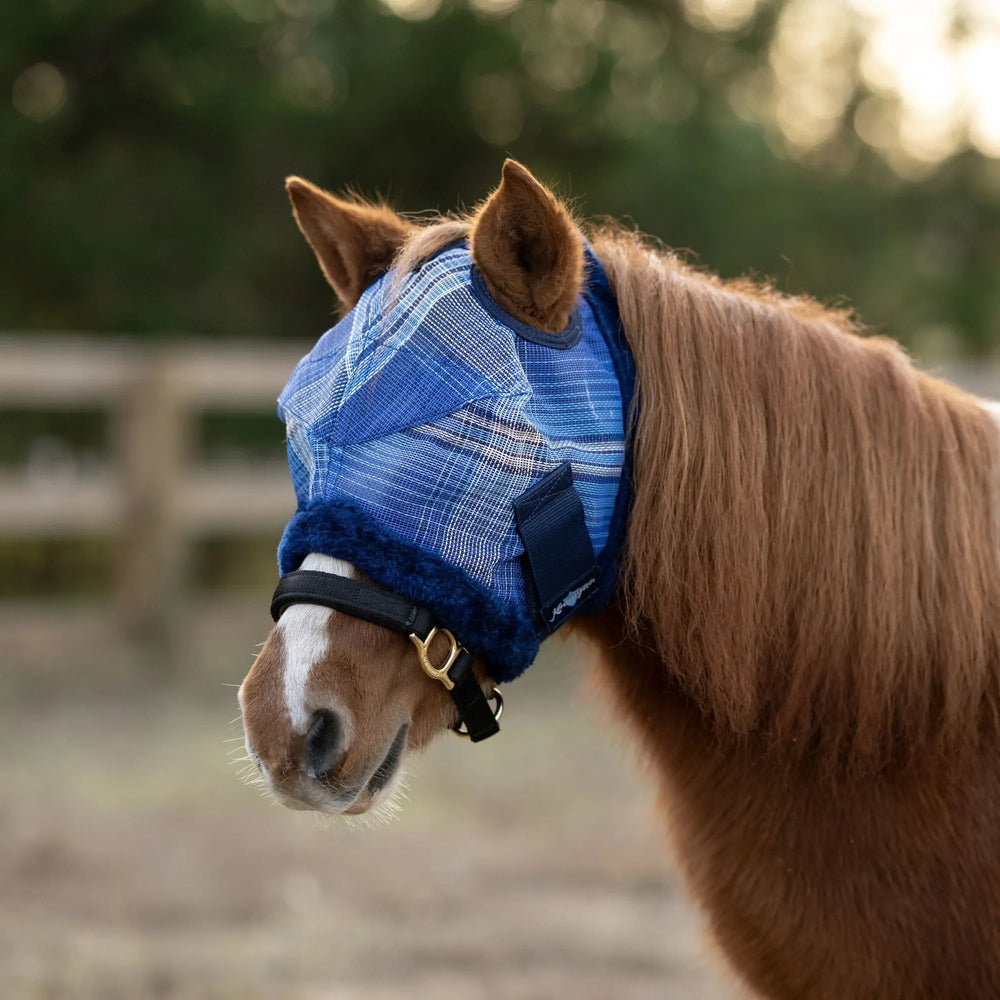 Mini/Pony Fly Mask with Fleece Trim & Dual Ear Openings - 73% UV Blocking