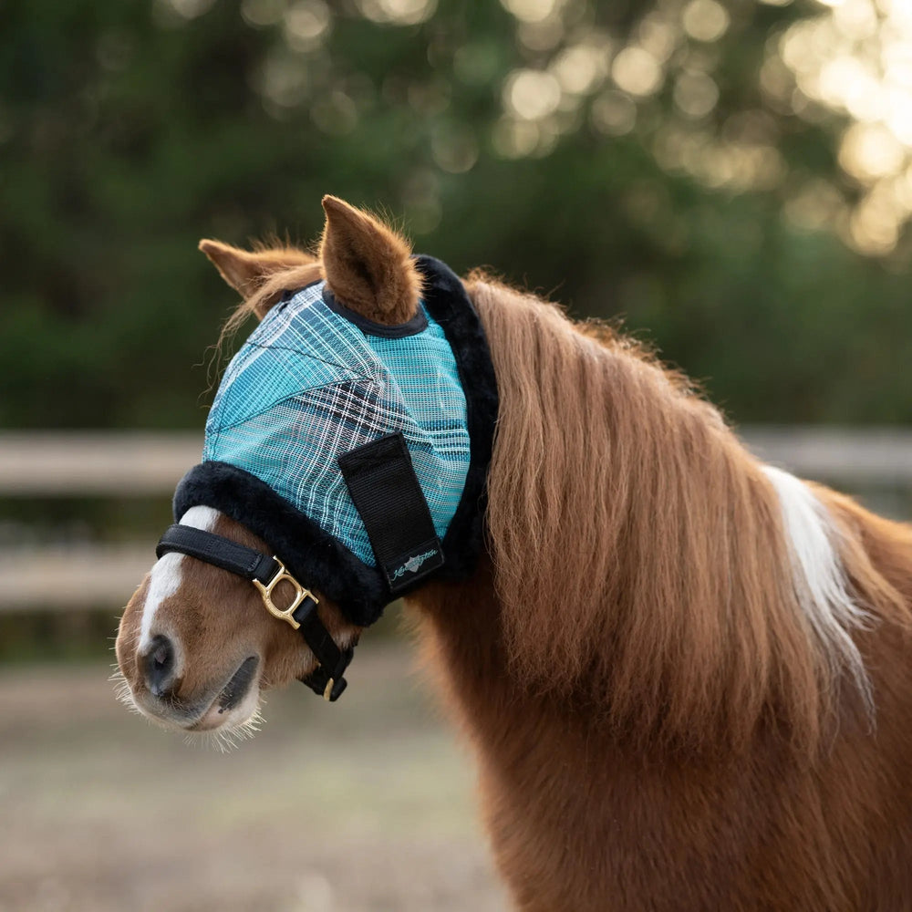 Mini/Pony Fly Mask with Fleece Trim & Dual Ear Openings - 73% UV Blocking