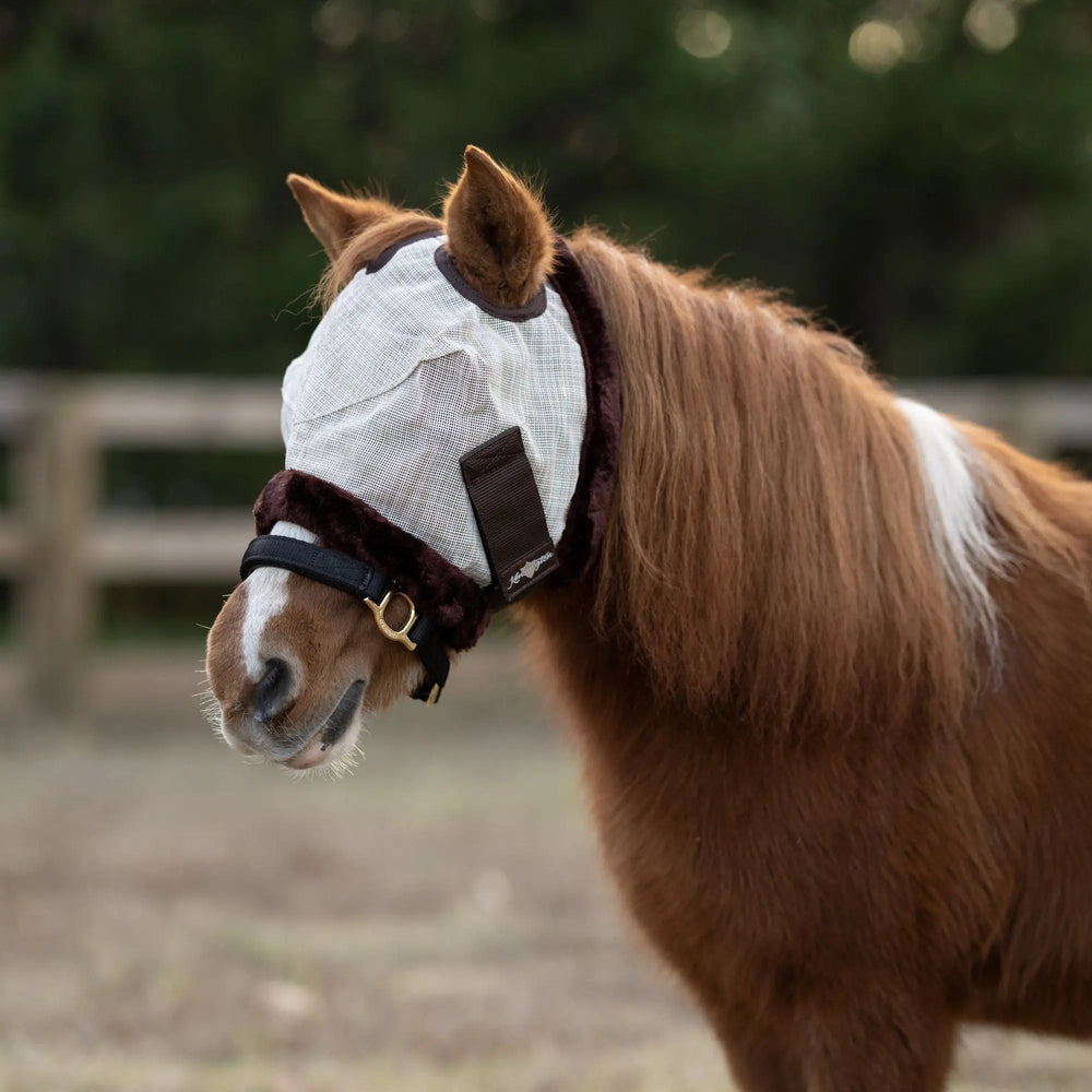 Mini/Pony Fly Mask with Fleece Trim & Dual Ear Openings - 73% UV Blocking