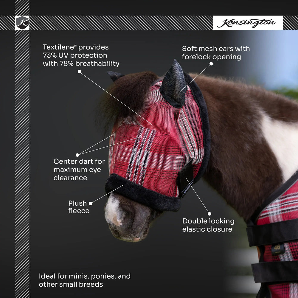 Mini/Pony Fly Mask with Fleece Trim & Soft Mesh Ears - 73% UV Blocking - Equine Exchange Tack Shop