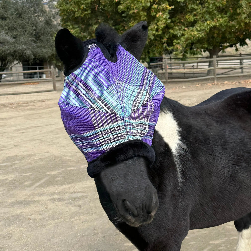 Mini/Pony Fly Mask with Fleece Trim & Dual Ear Openings - 73% UV Blocking - Equine Exchange Tack Shop