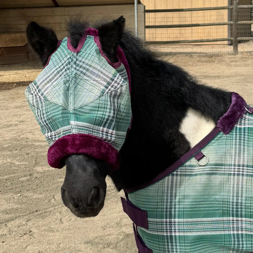 Mini/Pony Fly Mask with Fleece Trim & Dual Ear Openings - 73% UV Blocking - Equine Exchange Tack Shop