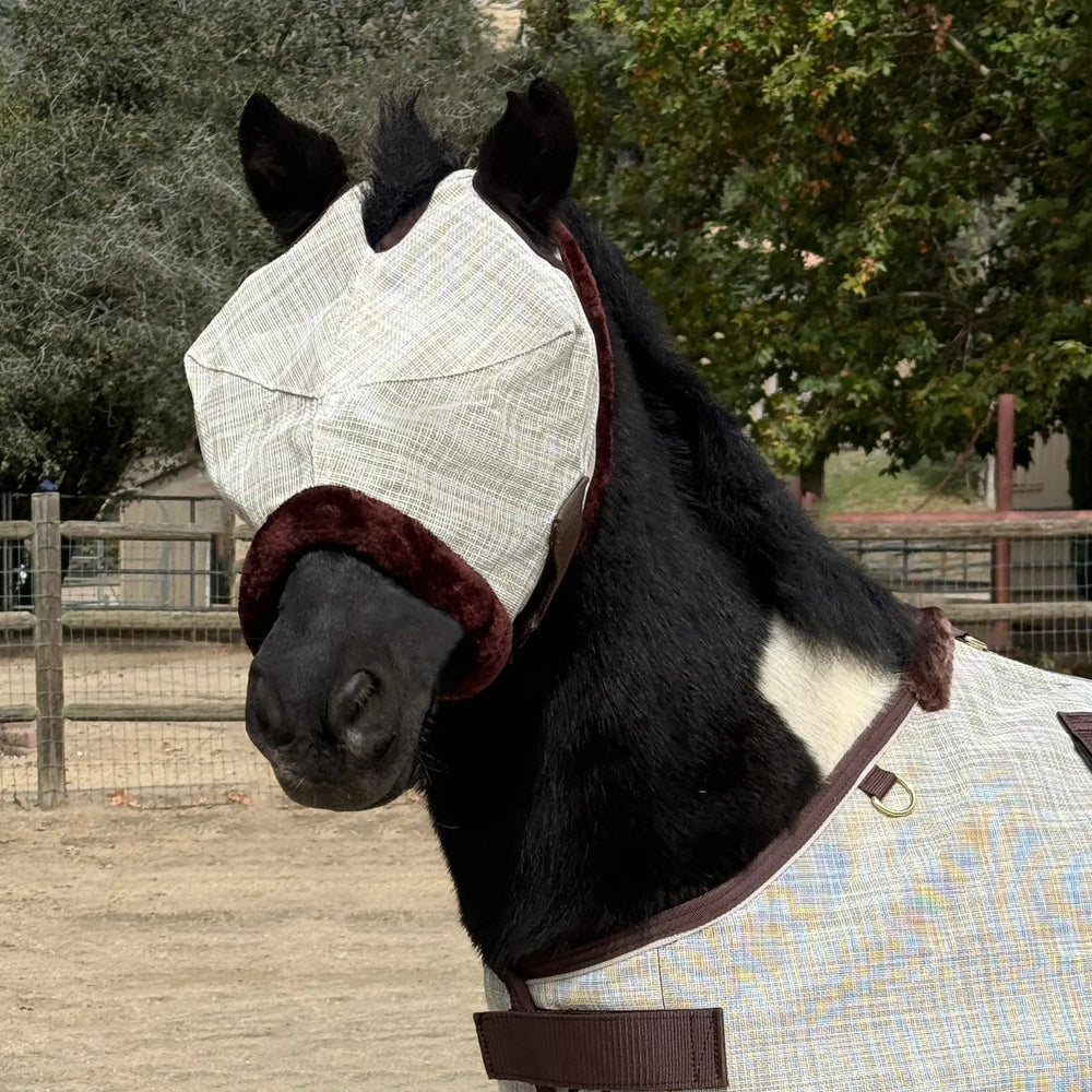 Mini/Pony Fly Mask with Fleece Trim & Dual Ear Openings - 73% UV Blocking - Equine Exchange Tack Shop
