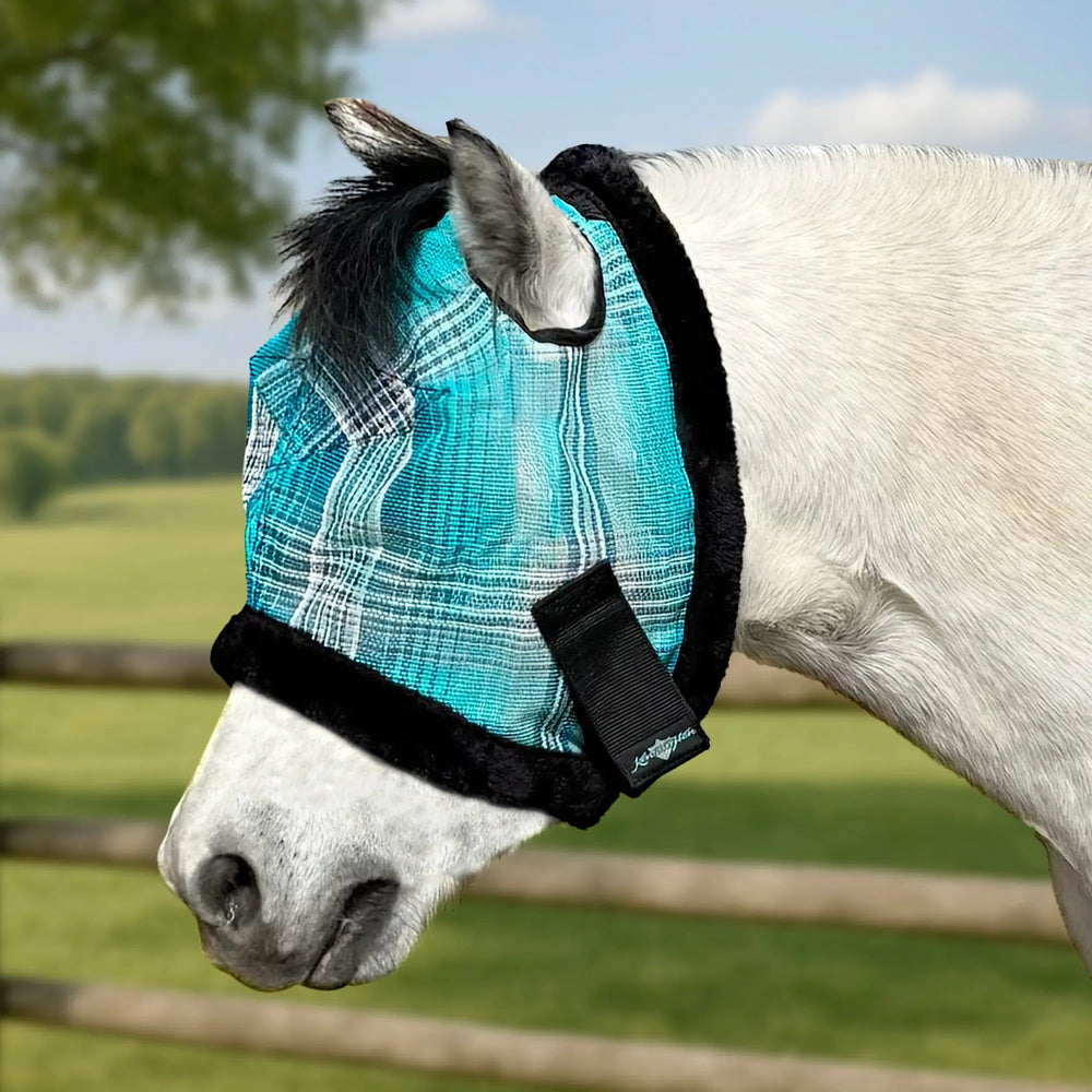Mini/Pony Fly Mask with Fleece Trim & Dual Ear Openings - 73% UV Blocking - Equine Exchange Tack Shop