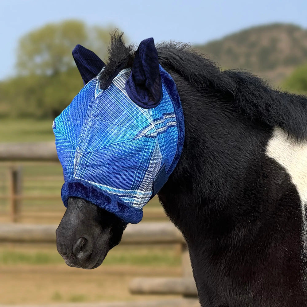 Mini/Pony Fly Mask with Fleece Trim & Soft Mesh Ears - 73% UV Blocking - Equine Exchange Tack Shop