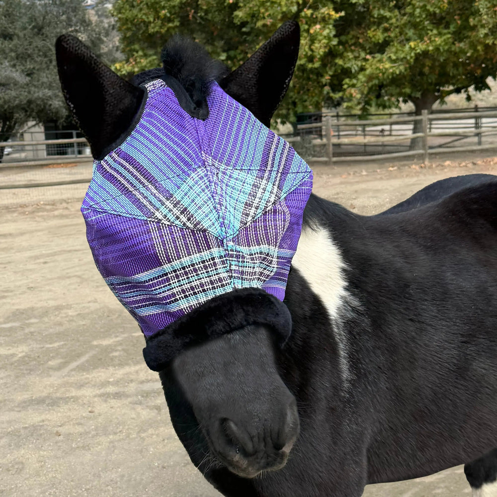 Mini/Pony Fly Mask with Fleece Trim & Soft Mesh Ears - 73% UV Blocking - Equine Exchange Tack Shop