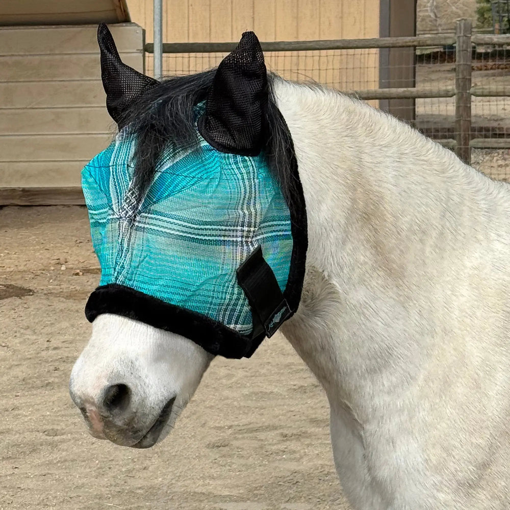 Mini/Pony Fly Mask with Fleece Trim & Soft Mesh Ears - 73% UV Blocking - Equine Exchange Tack Shop
