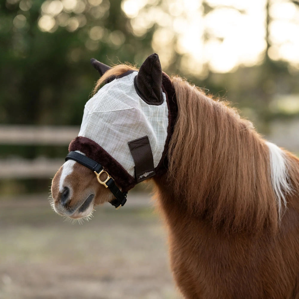 Mini/Pony Fly Mask with Fleece Trim & Soft Mesh Ears - 73% UV Blocking
