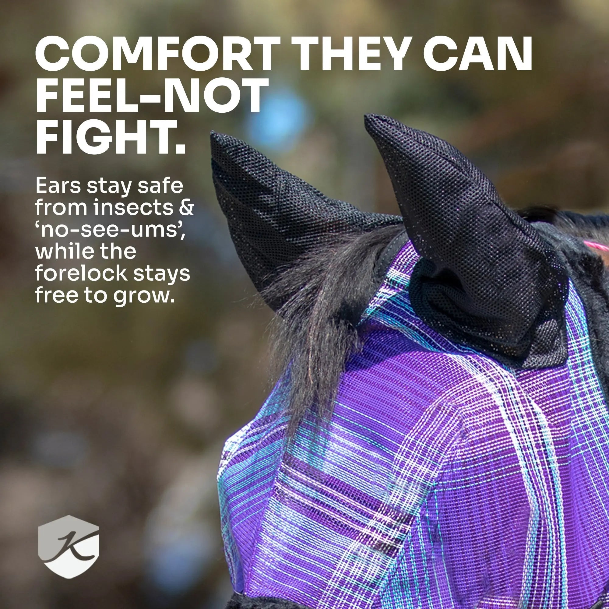 Draft Fly Mask with Removable Nose, Soft Mesh Ears & Forelock Opening - 73% UV Blocking - Equine Exchange Tack Shop