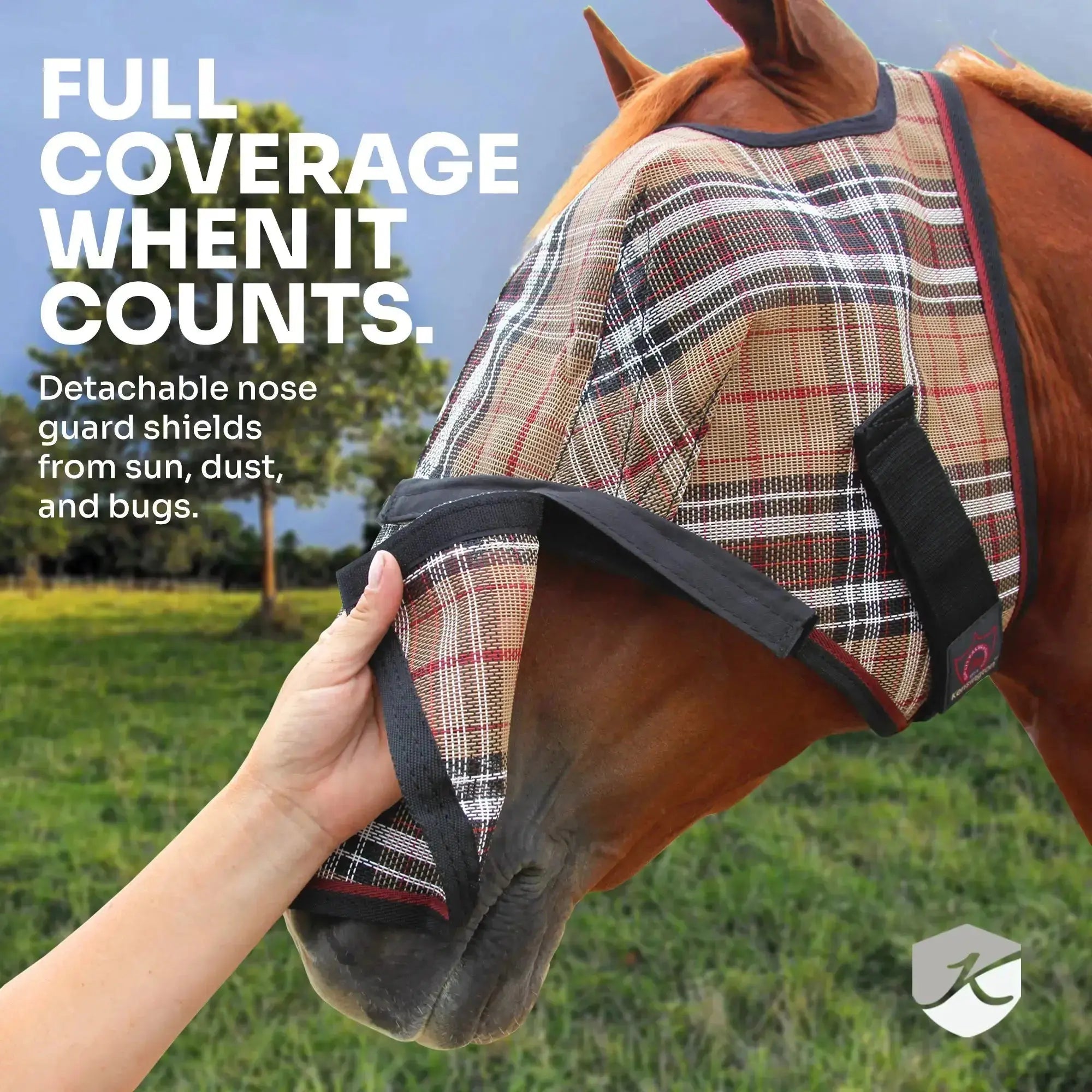 UViator CatchMask - Soft Mesh Ears with Forelock Opening and Removable Nose - 90% UV Blocking - Equine Exchange Tack Shop