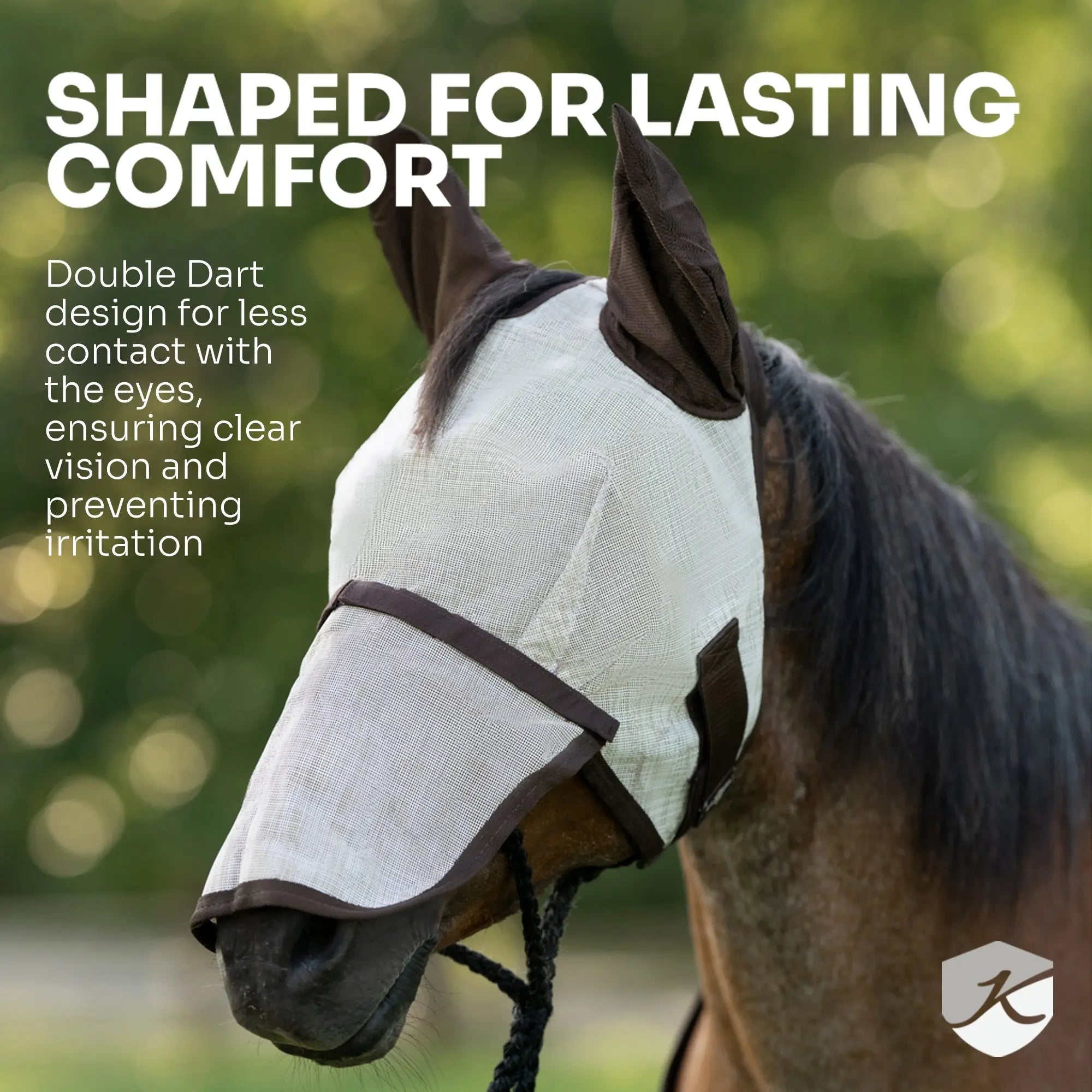 Draft Fly Mask with Removable Nose, Soft Mesh Ears & Forelock Opening - 73% UV Blocking - Equine Exchange Tack Shop