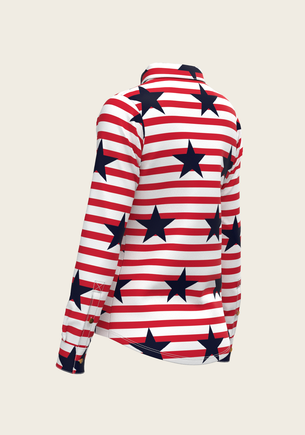  Navy Stars on Red Stripes Ladies Button Shirt - Equine Exchange Tack Shop