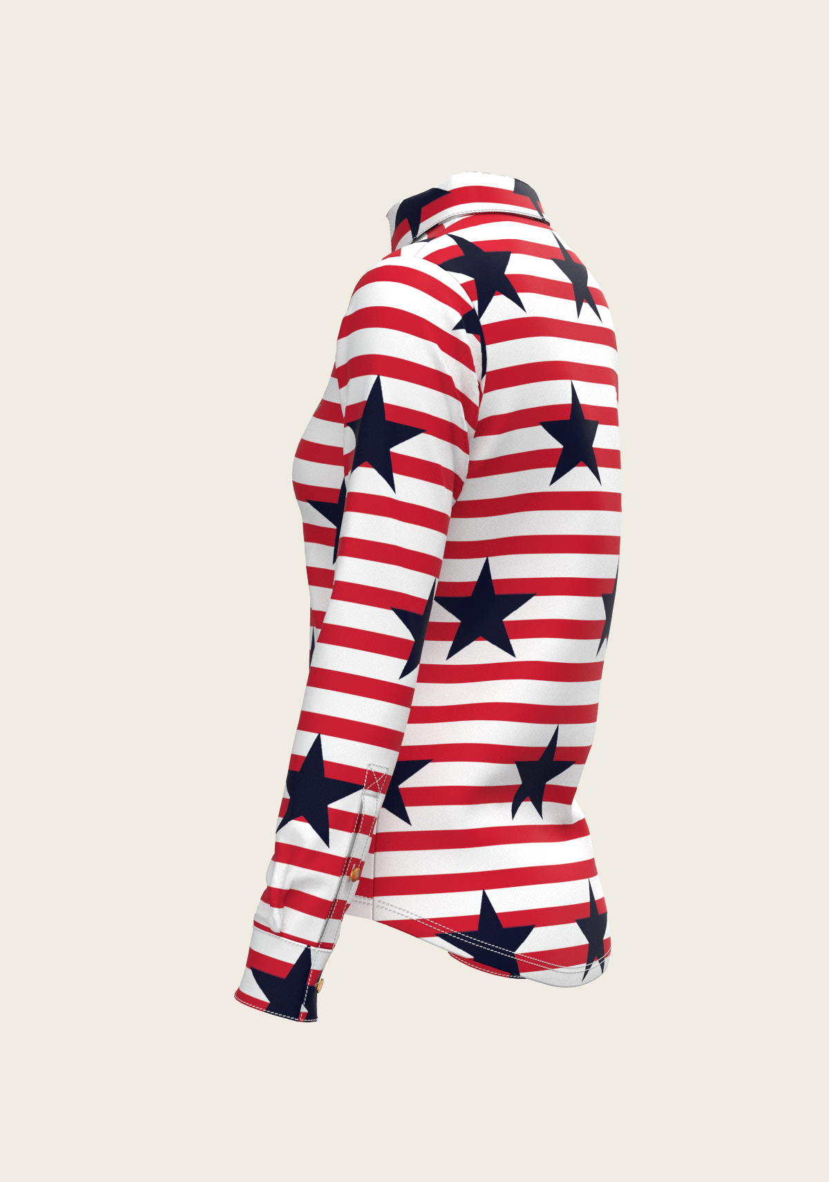  Navy Stars on Red Stripes Ladies Button Shirt - Equine Exchange Tack Shop
