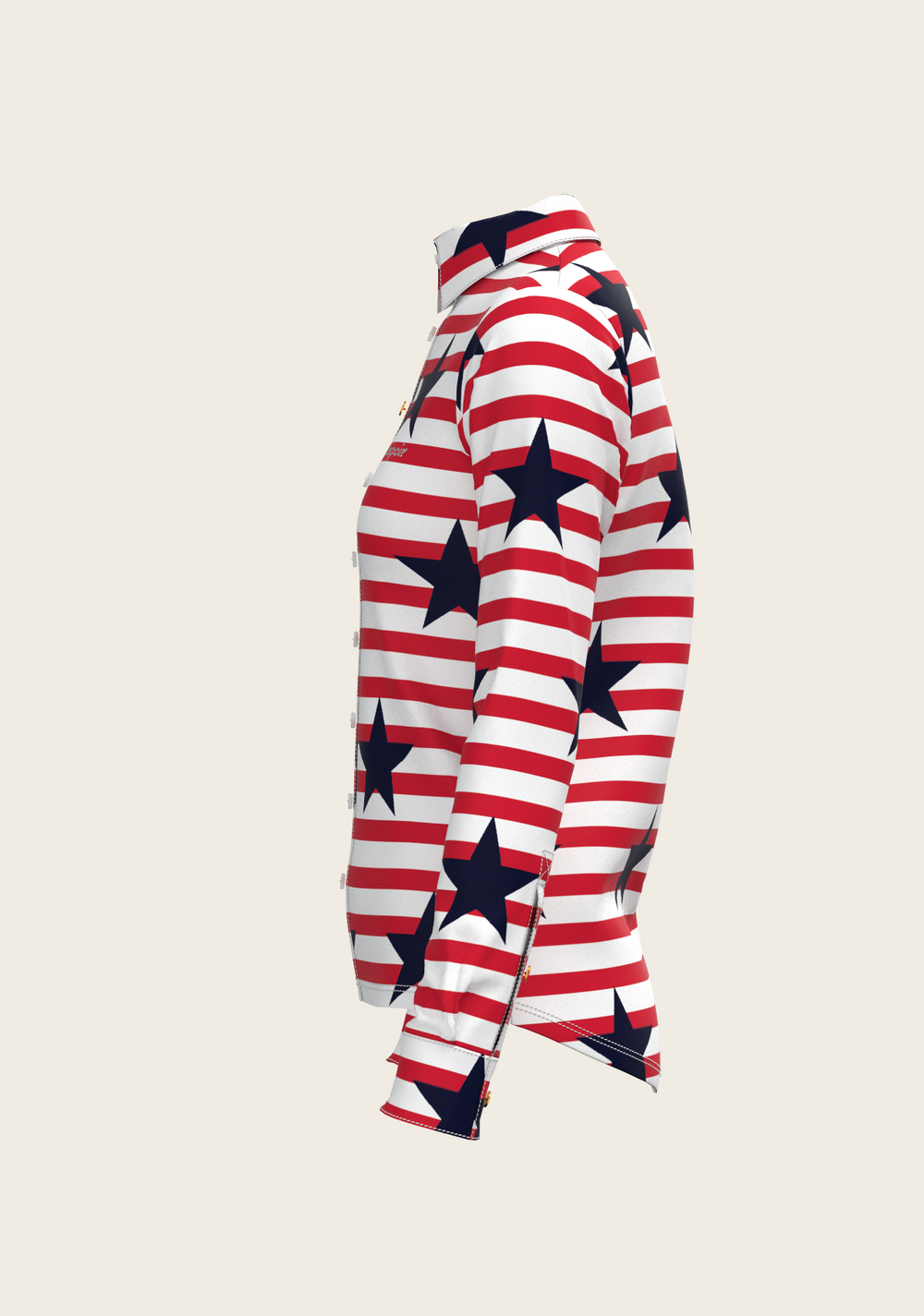  Navy Stars on Red Stripes Ladies Button Shirt - Equine Exchange Tack Shop