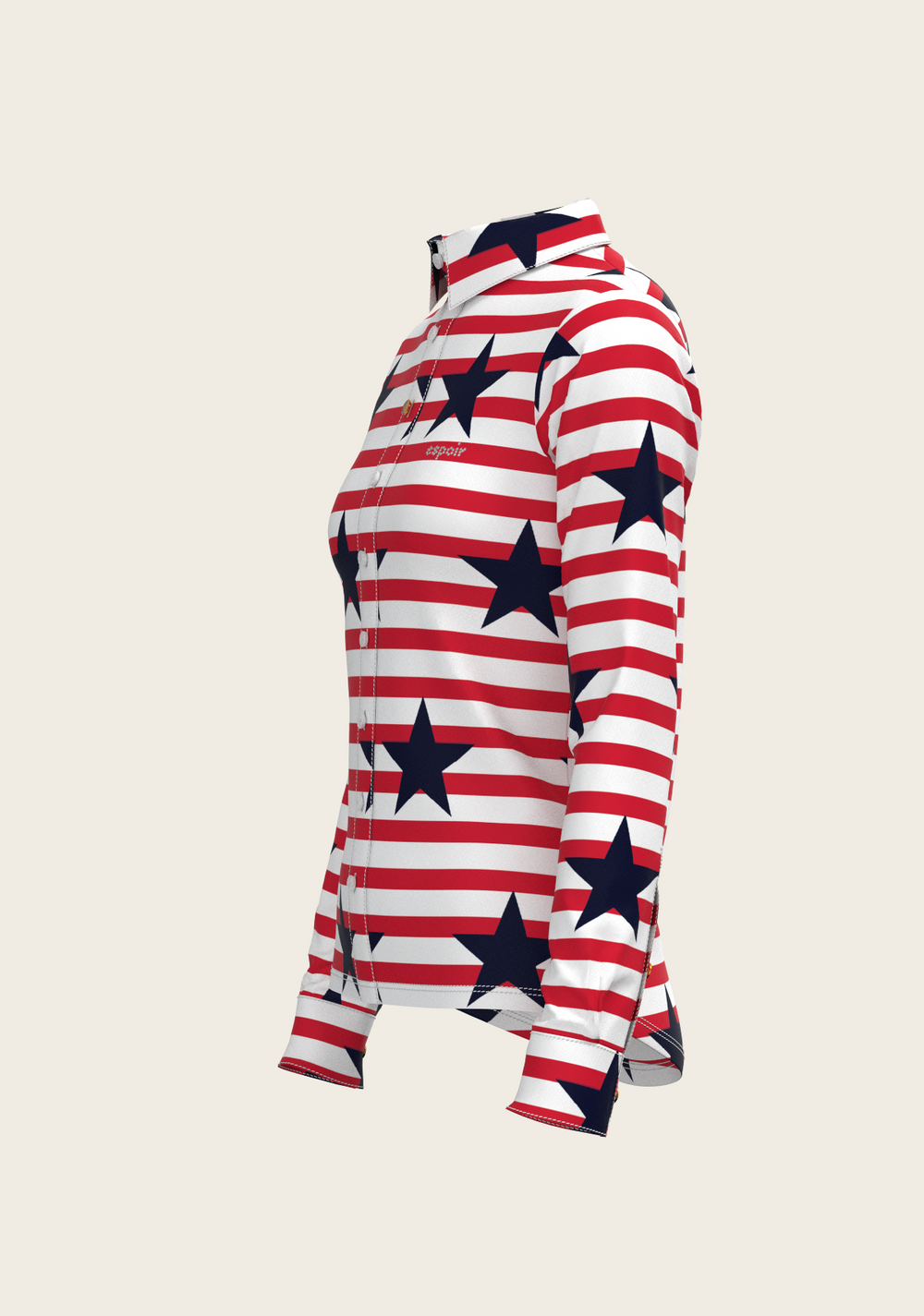  Navy Stars on Red Stripes Ladies Button Shirt - Equine Exchange Tack Shop