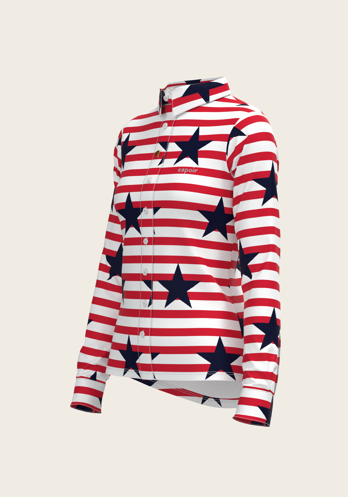  Navy Stars on Red Stripes Ladies Button Shirt - Equine Exchange Tack Shop