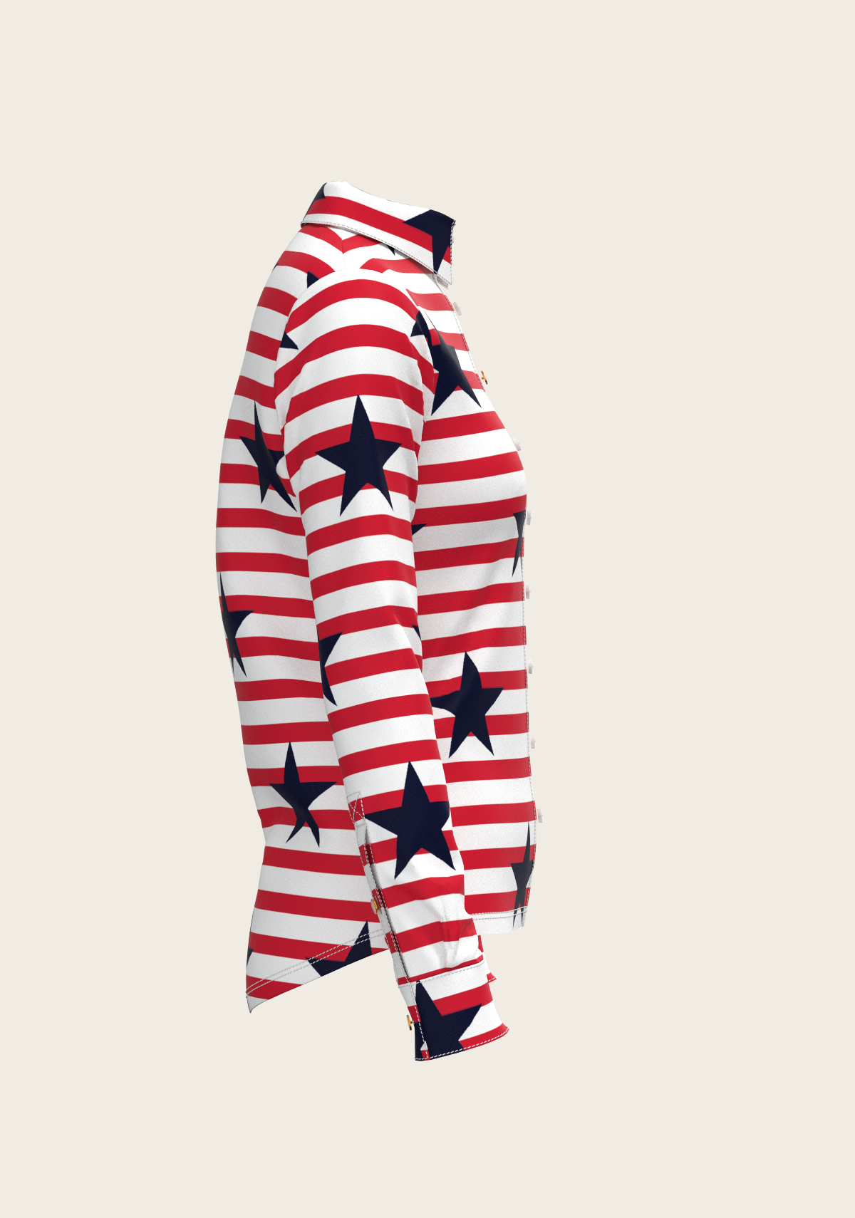  Navy Stars on Red Stripes Ladies Button Shirt - Equine Exchange Tack Shop