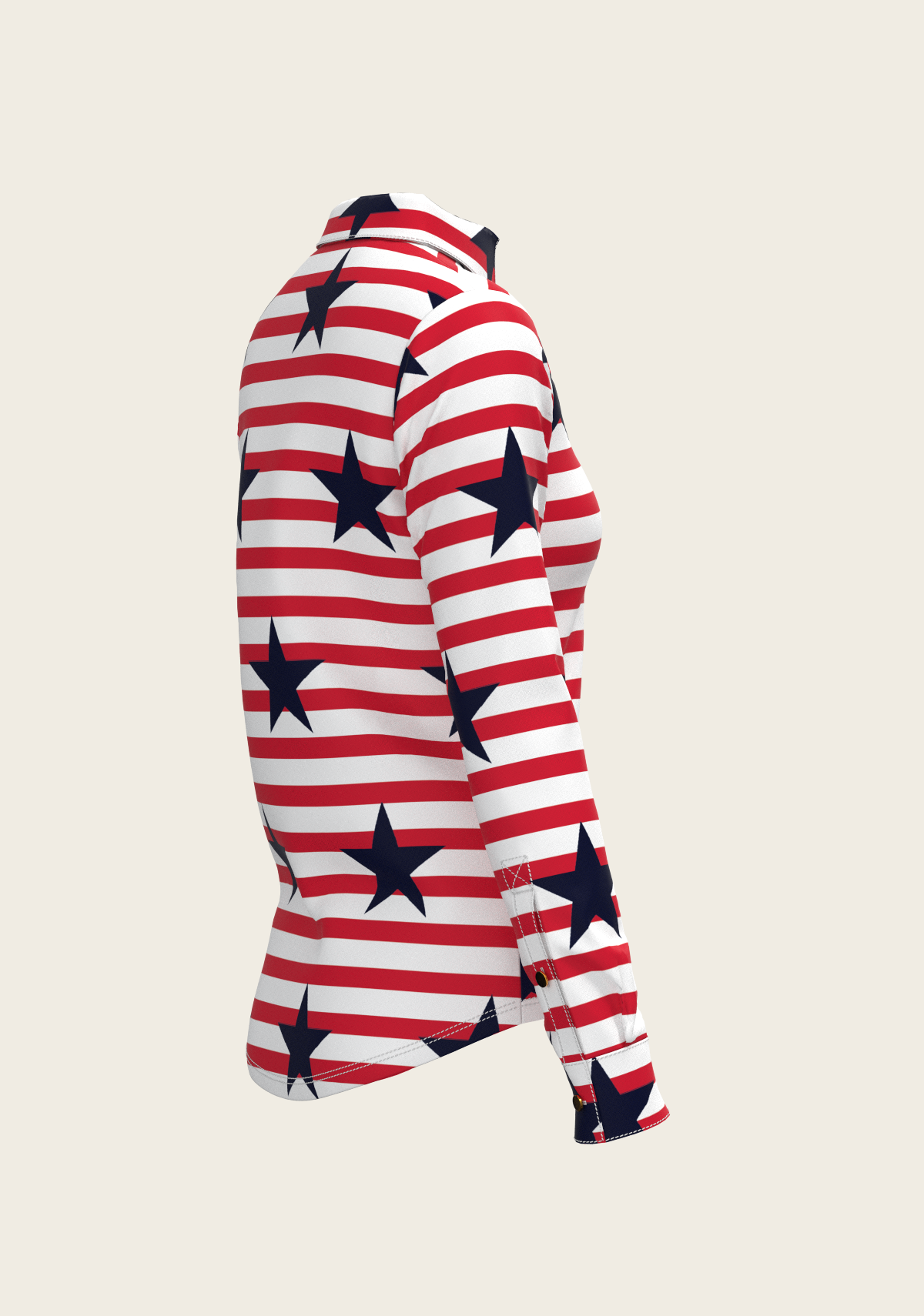  Navy Stars on Red Stripes Ladies Button Shirt - Equine Exchange Tack Shop