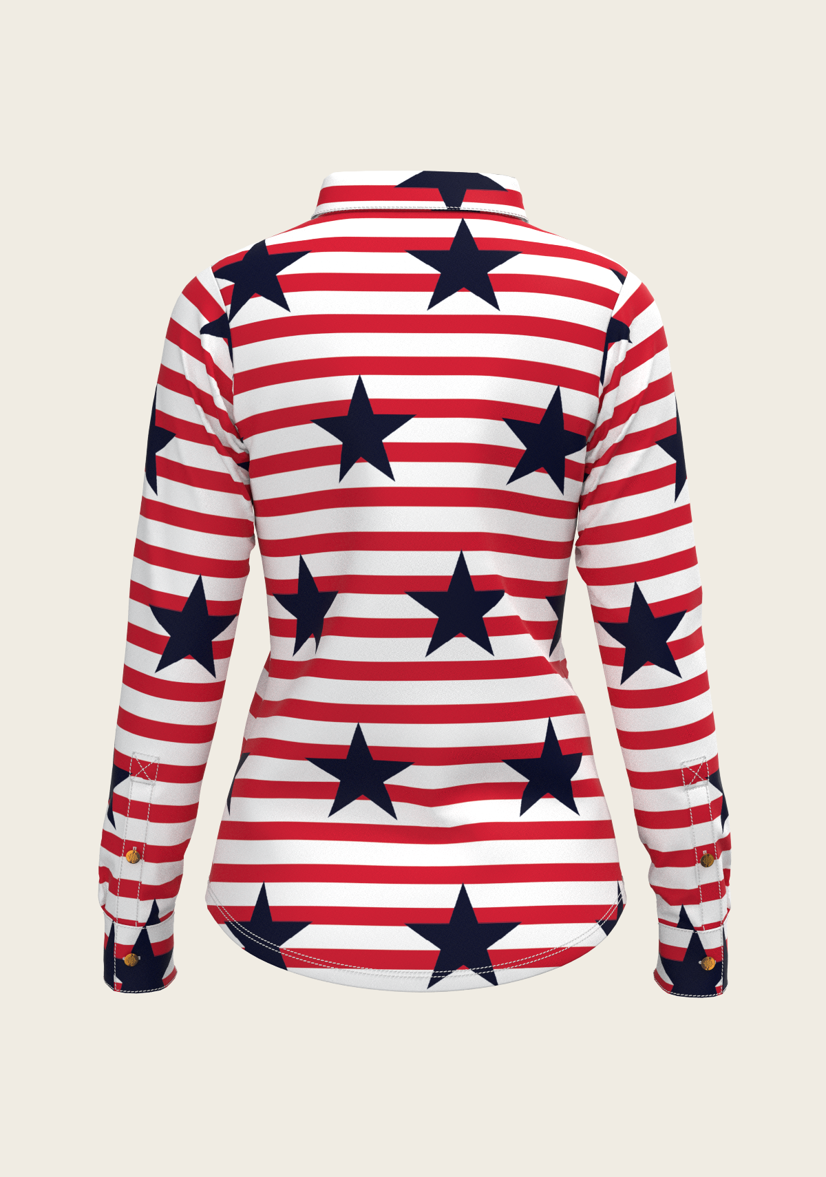 Navy Stars on Red Stripes Ladies Button Shirt - Equine Exchange Tack Shop