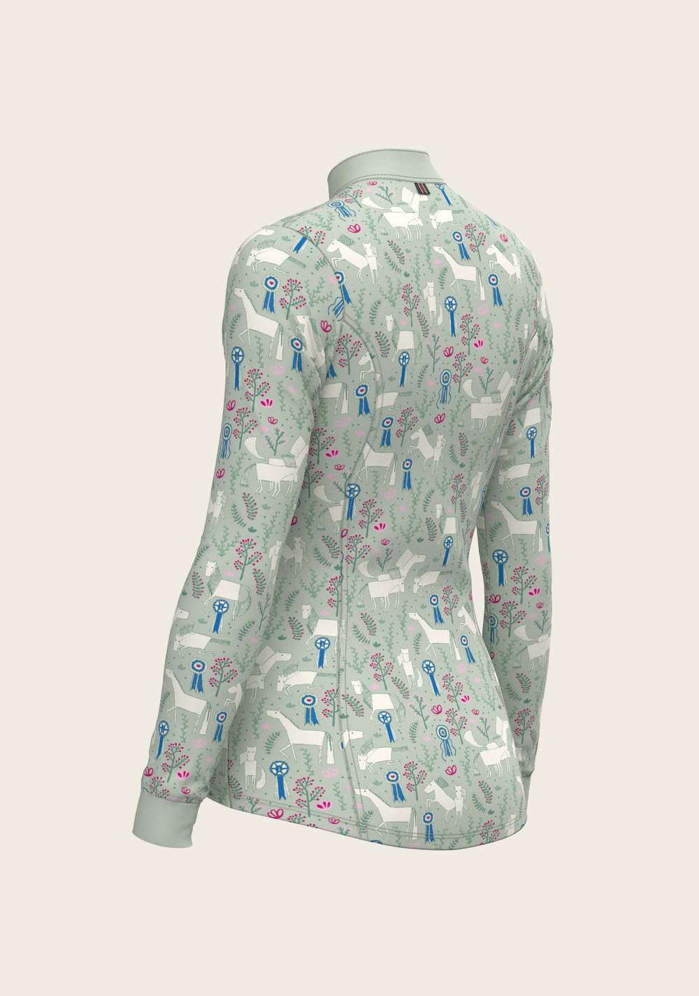  Rosettes on Lime Green Quarter Zip Sun Shirt - Equine Exchange Tack Shop