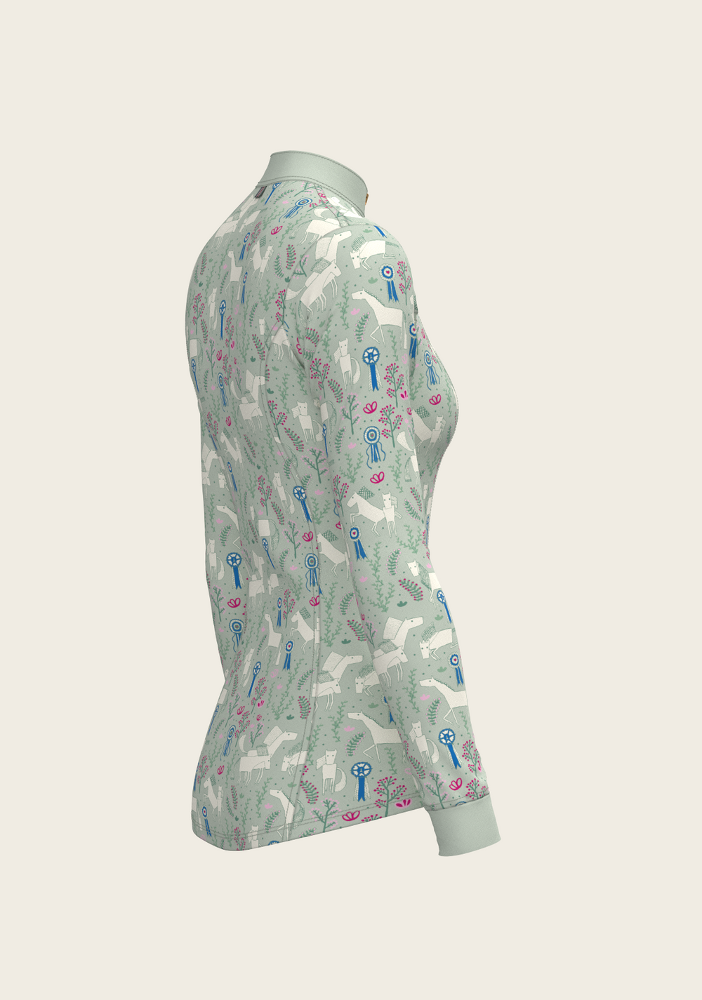  Rosettes on Lime Green Quarter Zip Sun Shirt - Equine Exchange Tack Shop