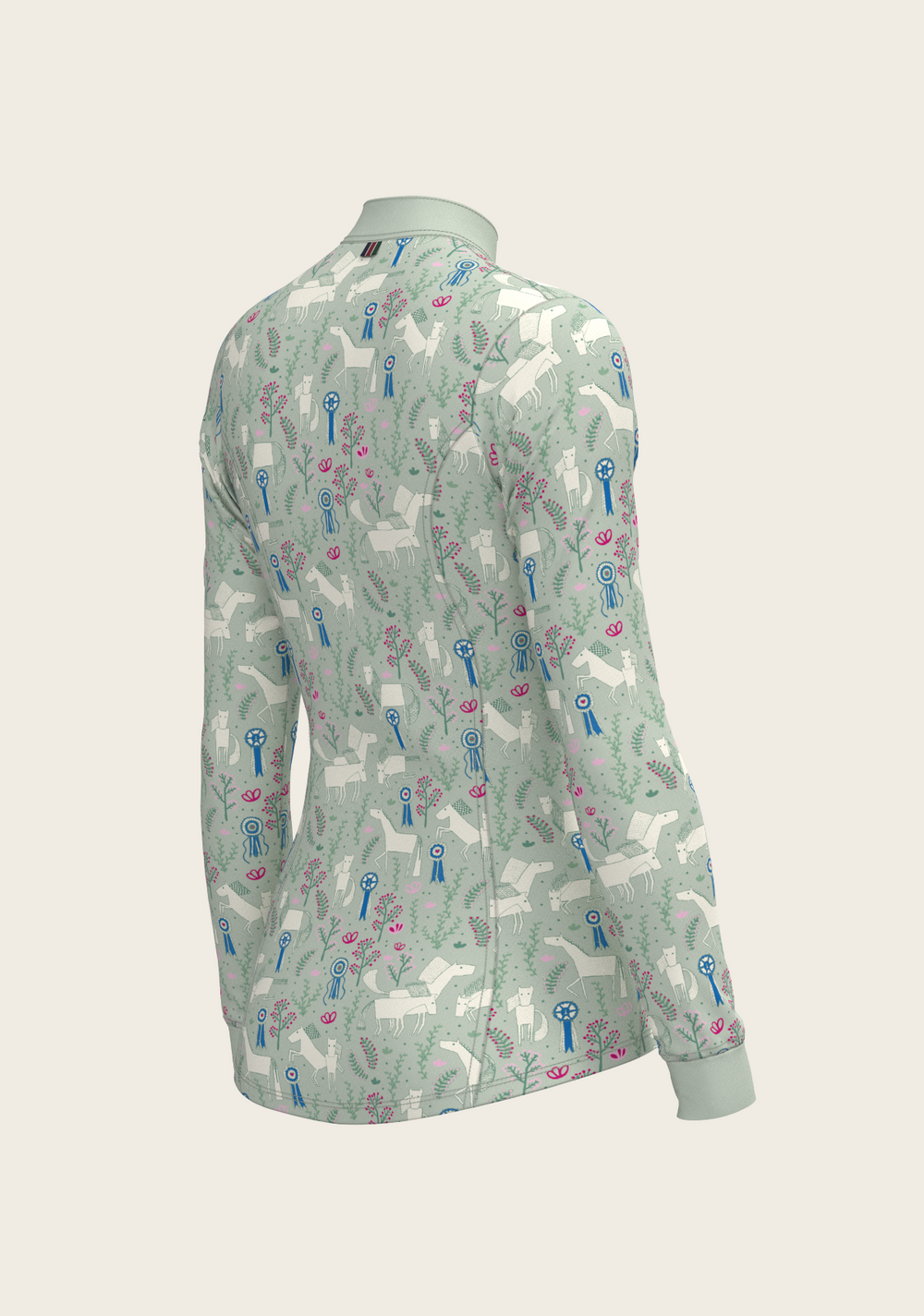  Rosettes on Lime Green Quarter Zip Sun Shirt - Equine Exchange Tack Shop