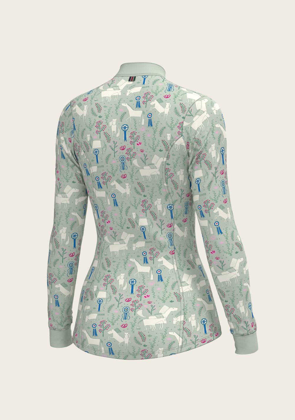  Rosettes on Lime Green Quarter Zip Sun Shirt - Equine Exchange Tack Shop