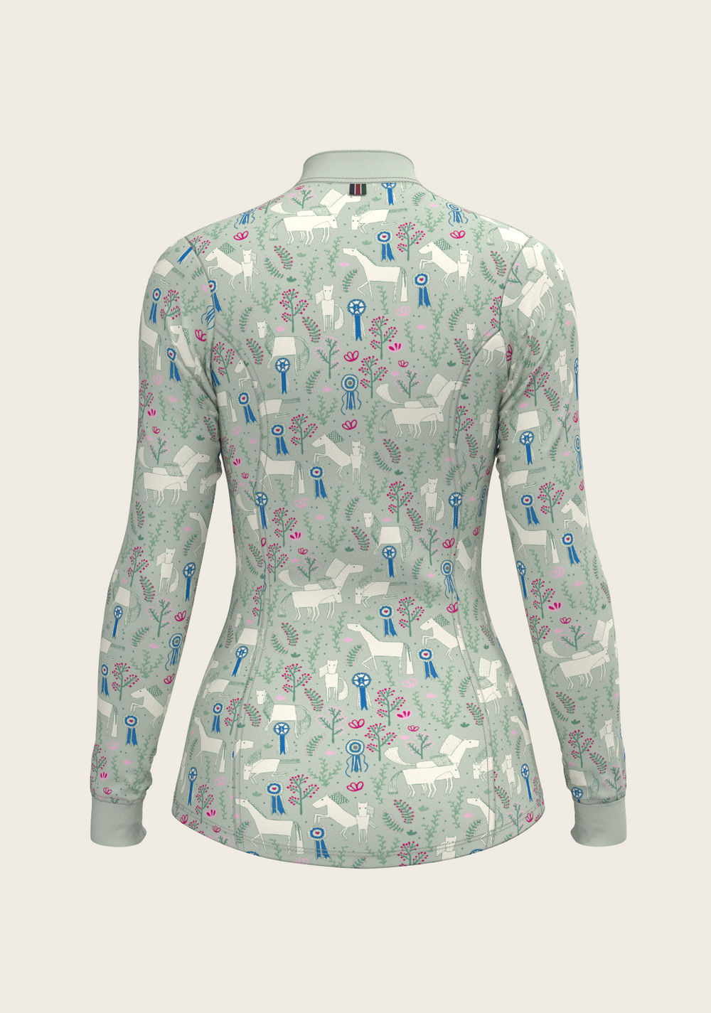  Rosettes on Lime Green Quarter Zip Sun Shirt - Equine Exchange Tack Shop