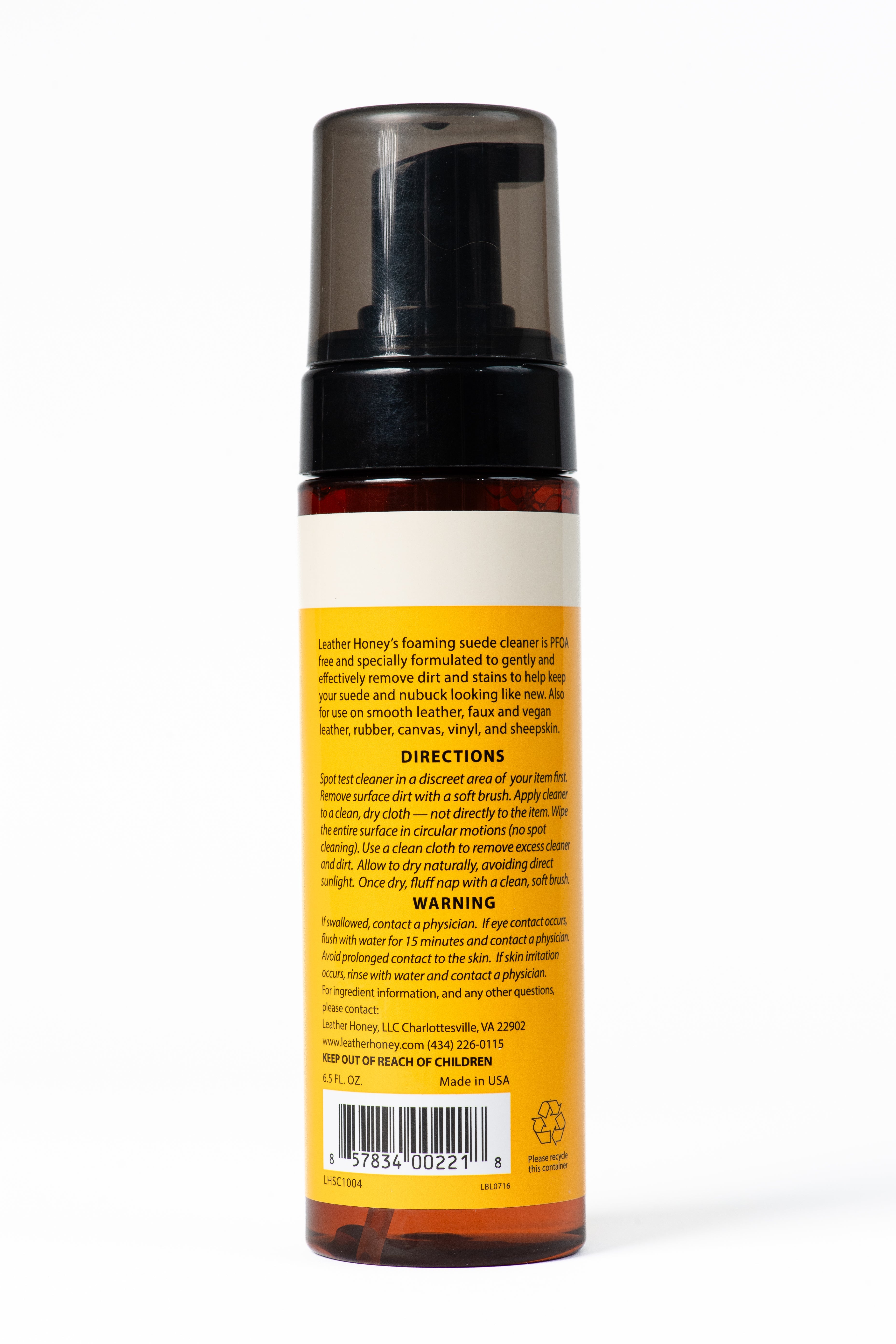 Leather Honey suede and nubuck cleaner for leather care, showing the cleaning product bottle with a suede and nubuck surface.