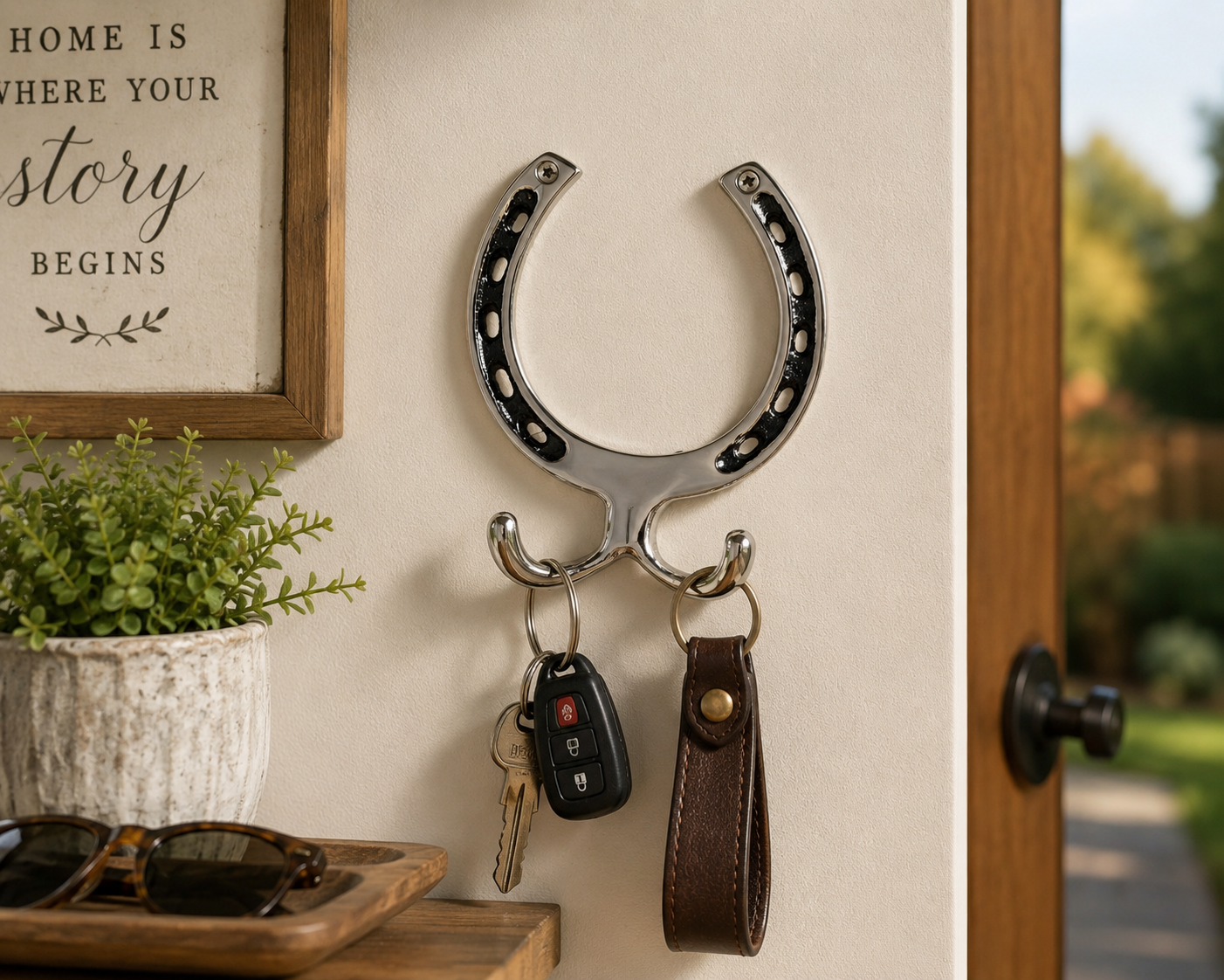 Silver Horseshoe Wall Hook Rack-2 Hook