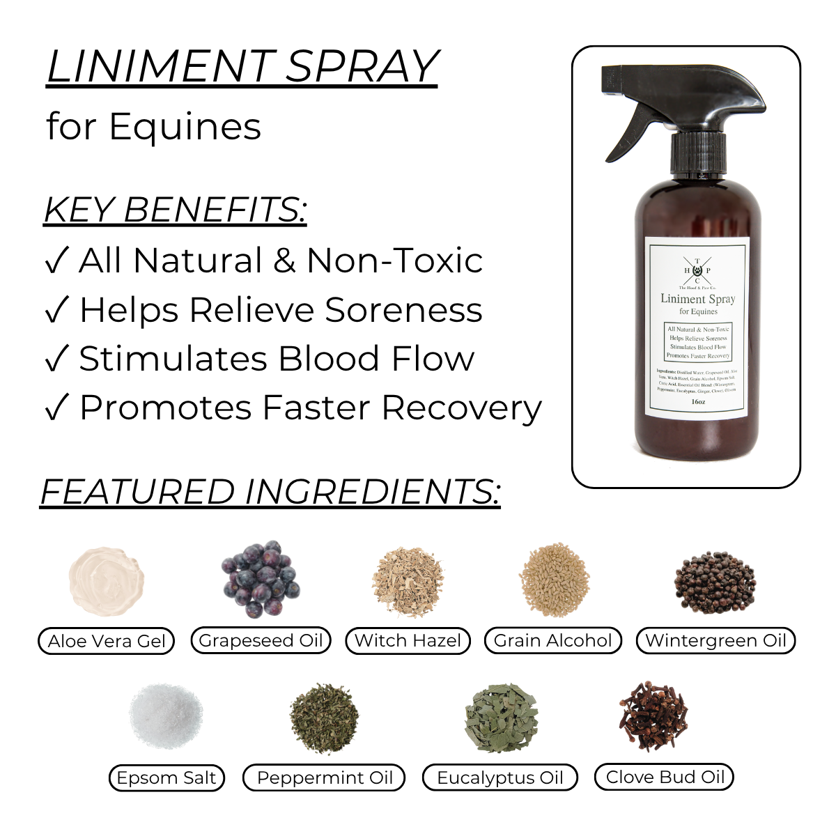 All Natural Liniment Spray - For Horses - 16oz - Equine Exchange Tack Shop