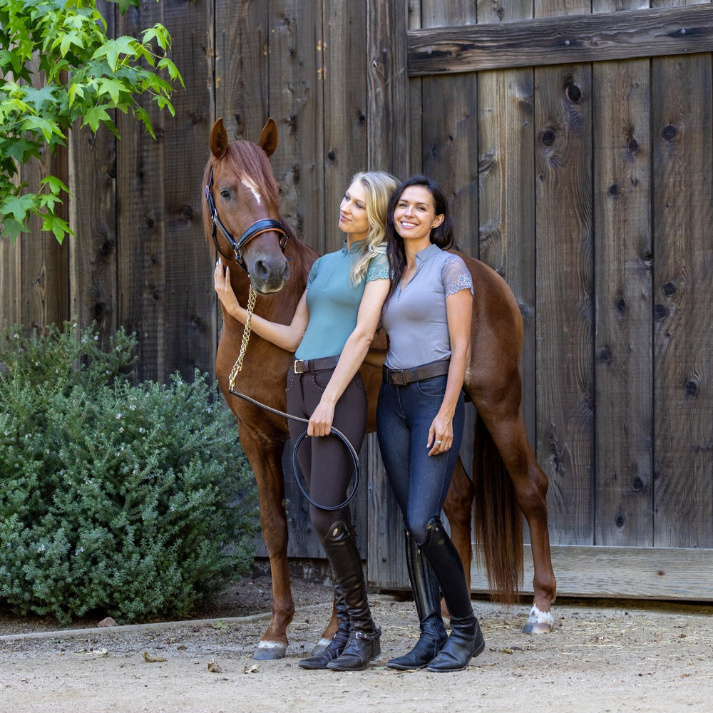Tara - Short Sleeve Lace Competition Shirt - Sage Green - Equine Exchange Tack Shop