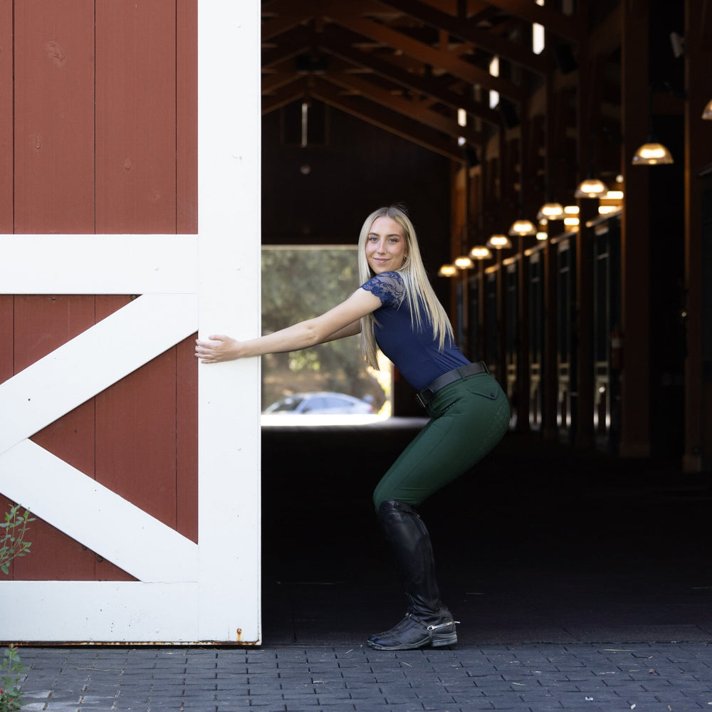 Tara - Short Sleeve Lace Competition Shirt Navy - Equine Exchange Tack Shop