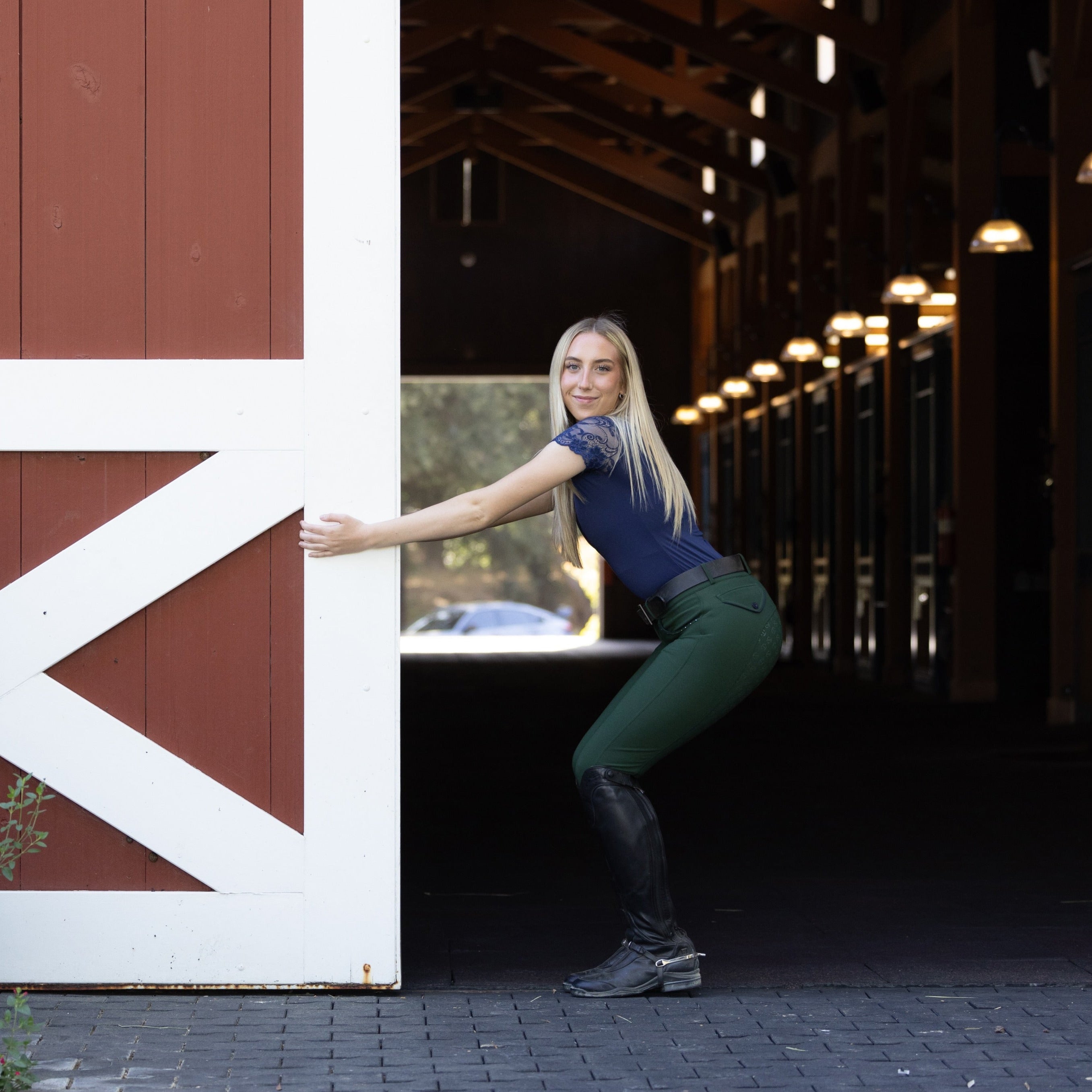 Tara - Short Sleeve Lace Competition Shirt Navy - Equine Exchange Tack Shop