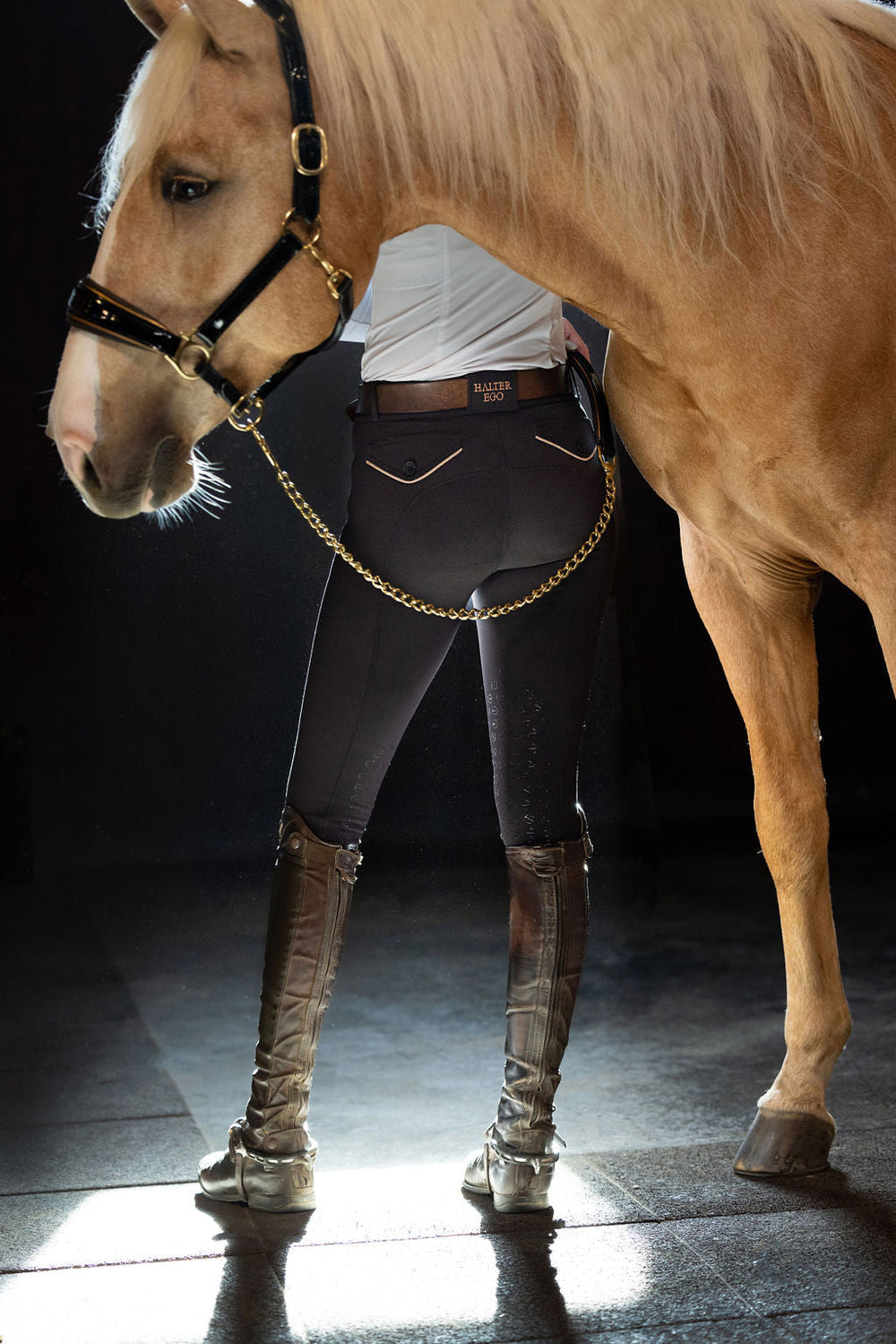 Evolution Knee Patch Breeches - Black with Rose Gold - Equine Exchange Tack Shop
