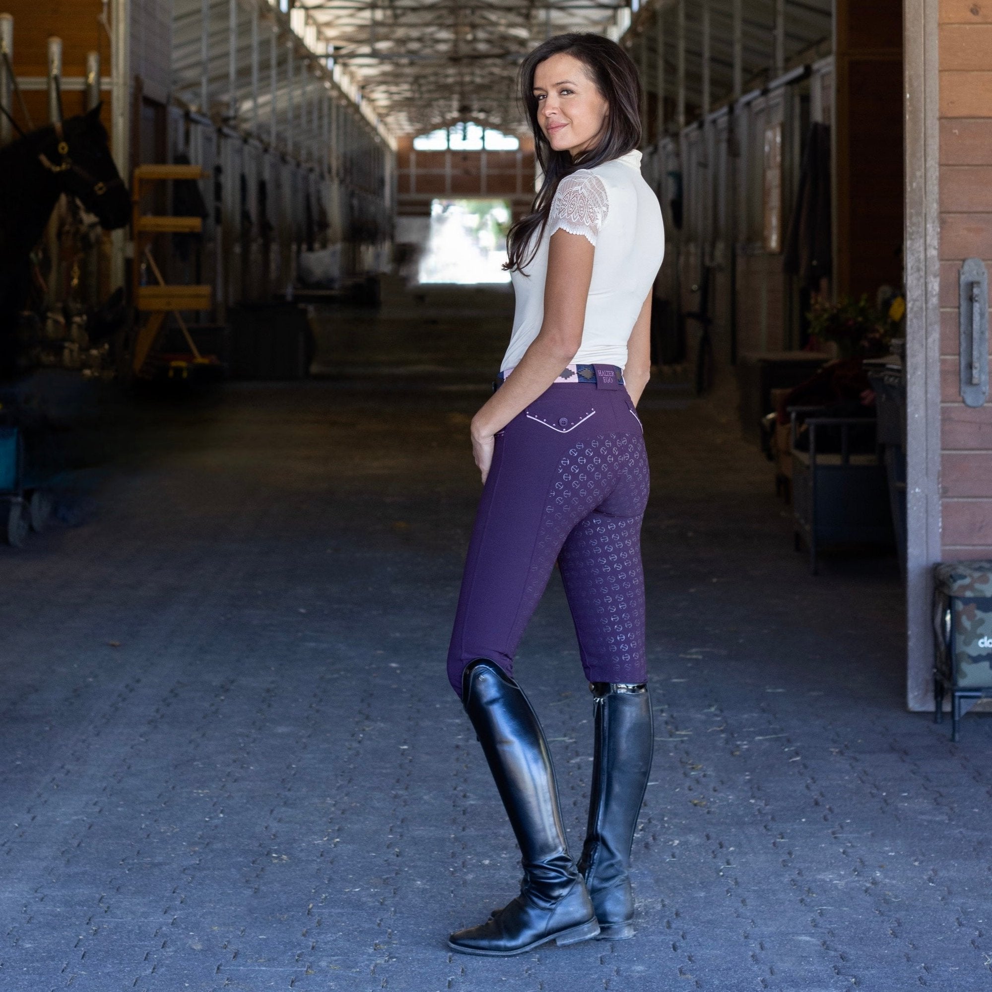 Evolution Full Seat Breeches - Dark Plum - MID WAIST - Equine Exchange Tack Shop